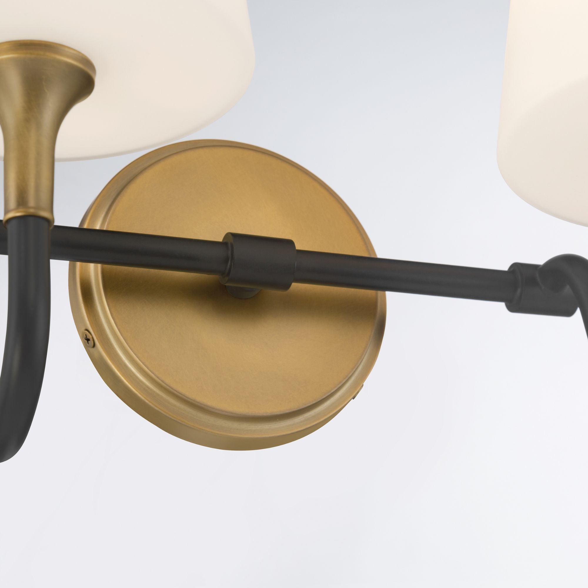 Minka-Lavery Brienne 15 in. 2-Light Vanity, Legacy Brass & Dark Matte Black with Etched White Tapered Glass
