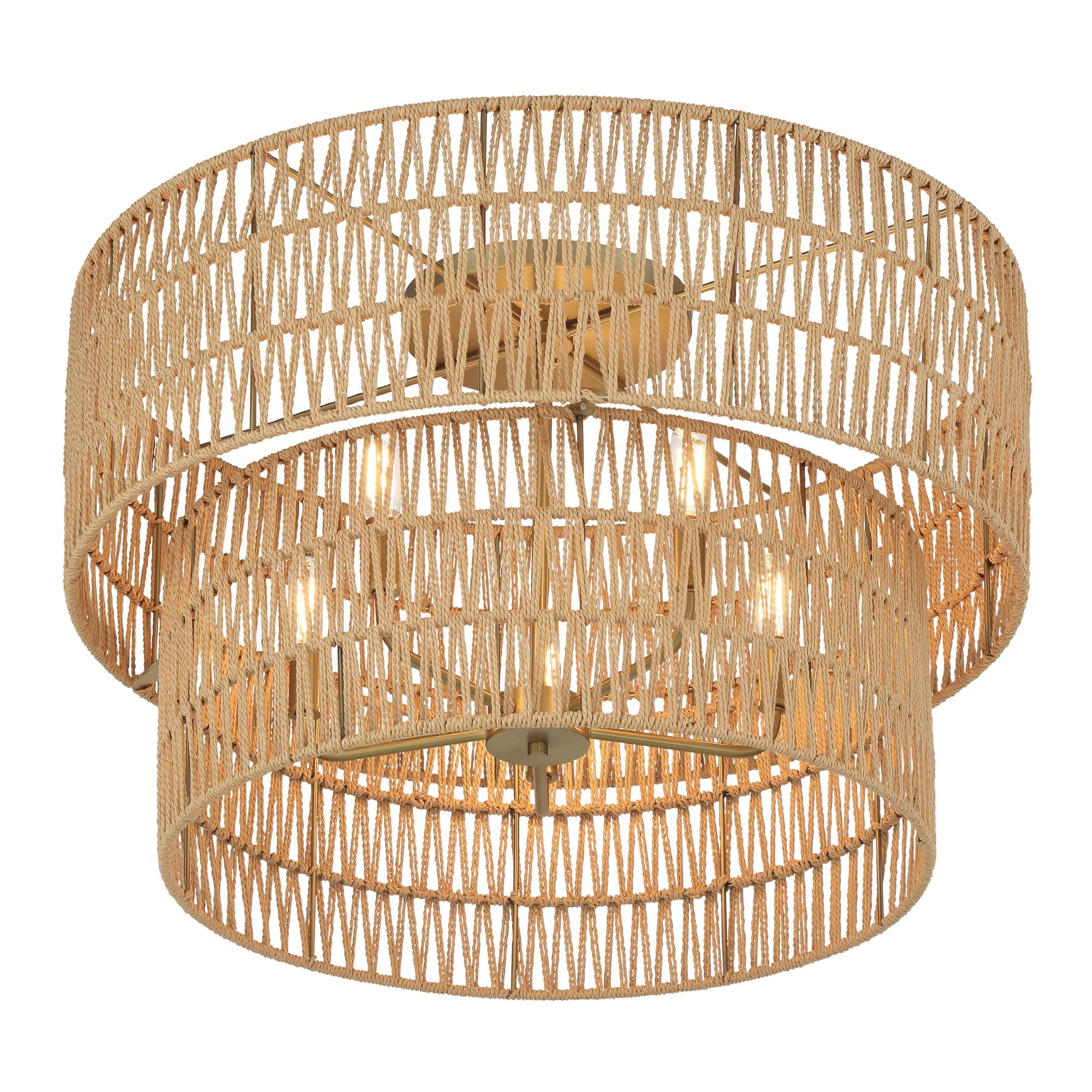 Bungalow Heaven 26" 5-Light Flush Mount, Soft Brass Finish