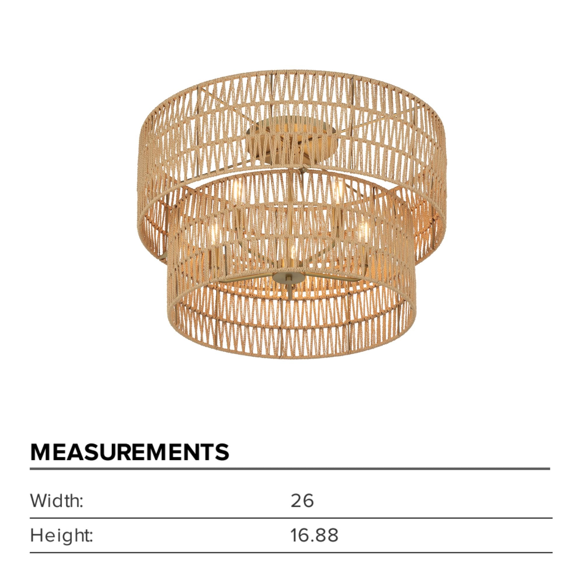 Bungalow Heaven 26" 5-Light Flush Mount, Soft Brass Finish