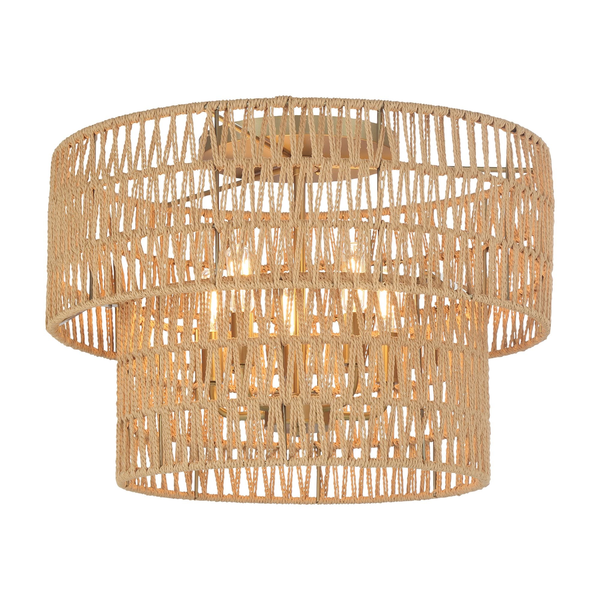 Bungalow Heaven 20" 5-Light Flush Mount, Soft Brass Finish