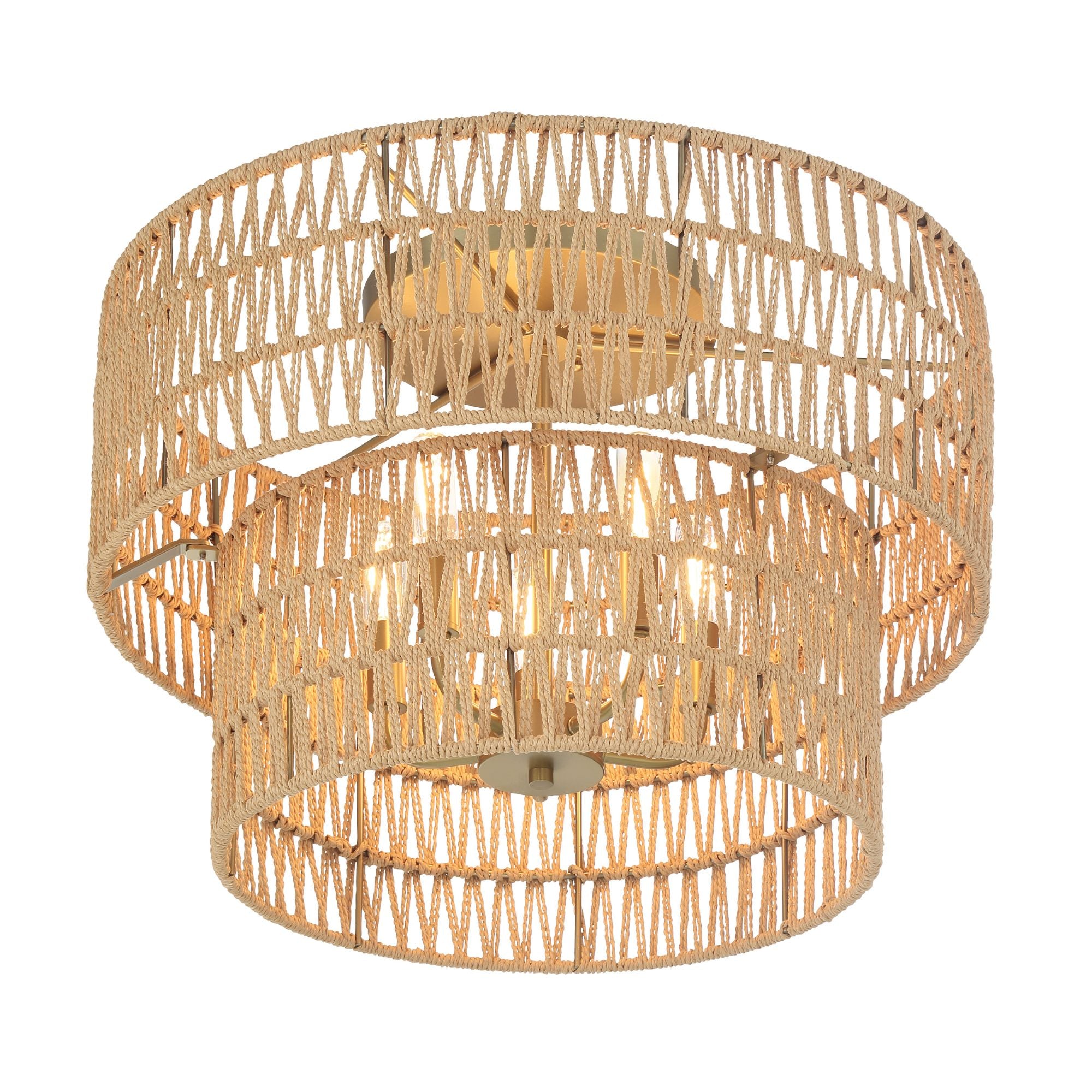 Bungalow Heaven 20" 5-Light Flush Mount, Soft Brass Finish