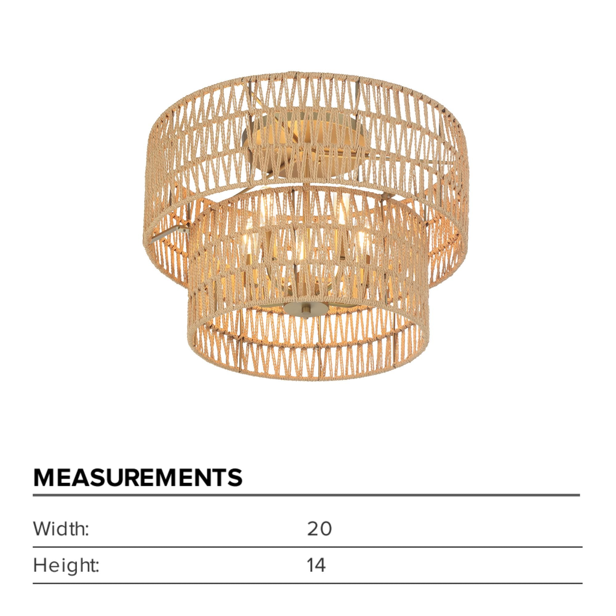 Bungalow Heaven 20" 5-Light Flush Mount, Soft Brass Finish