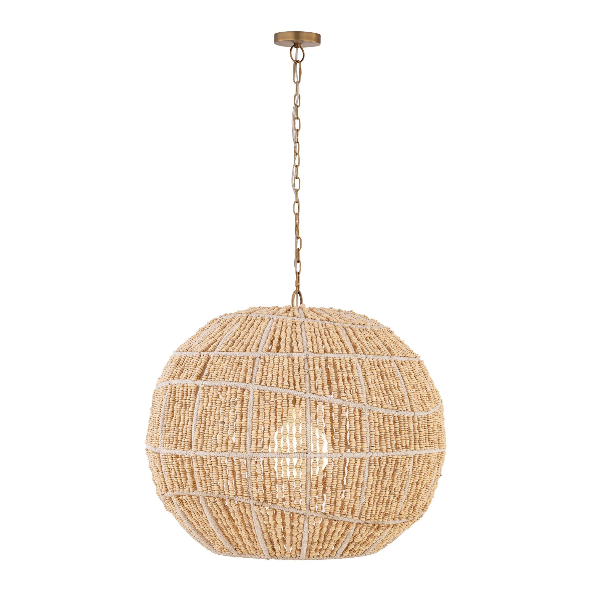 Minka-Lavery Cavara 23 in. Pendant Light, Legacy Brass with Ivory Fabric Shade