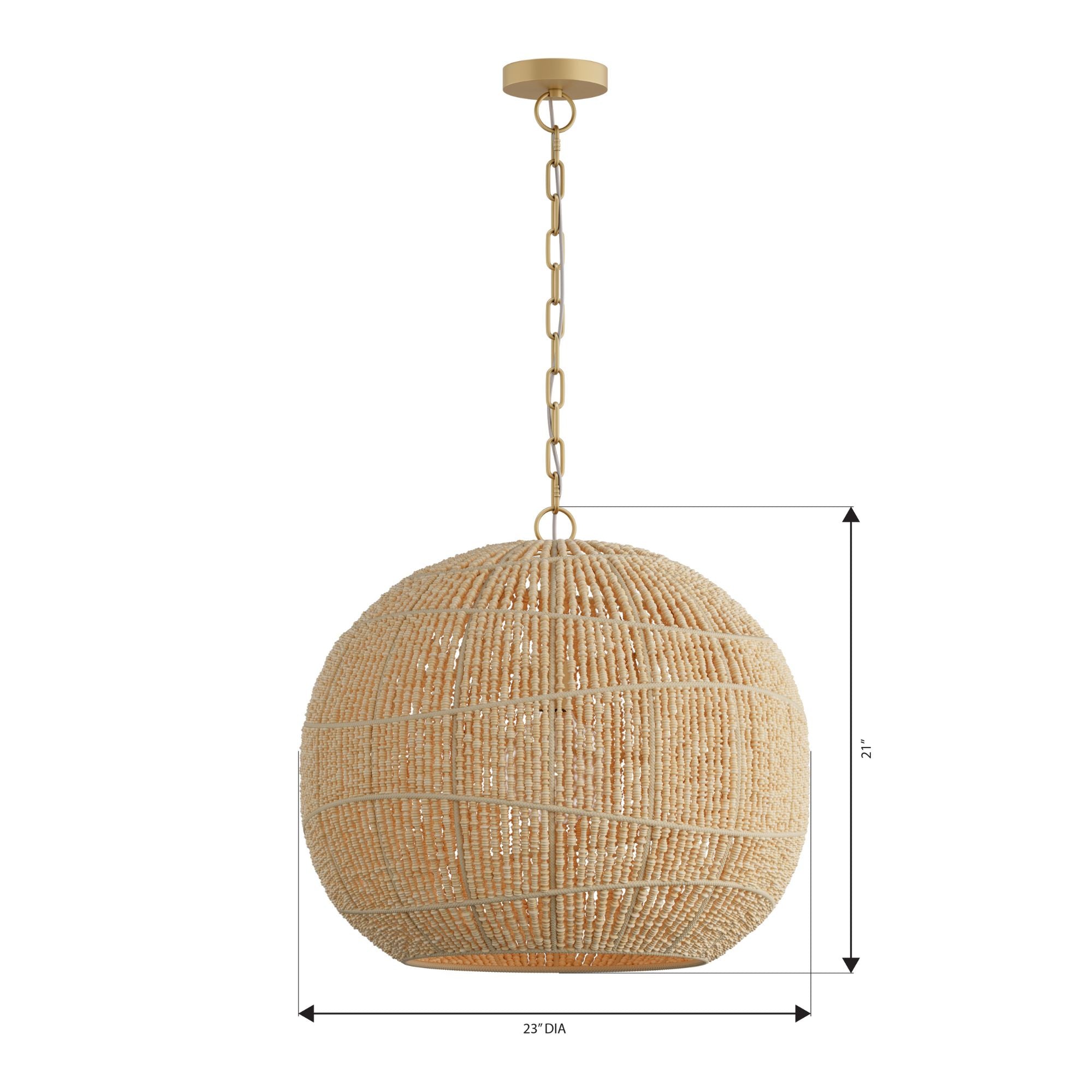 Minka-Lavery Cavara 23 in. Pendant Light, Legacy Brass with Ivory Fabric Shade