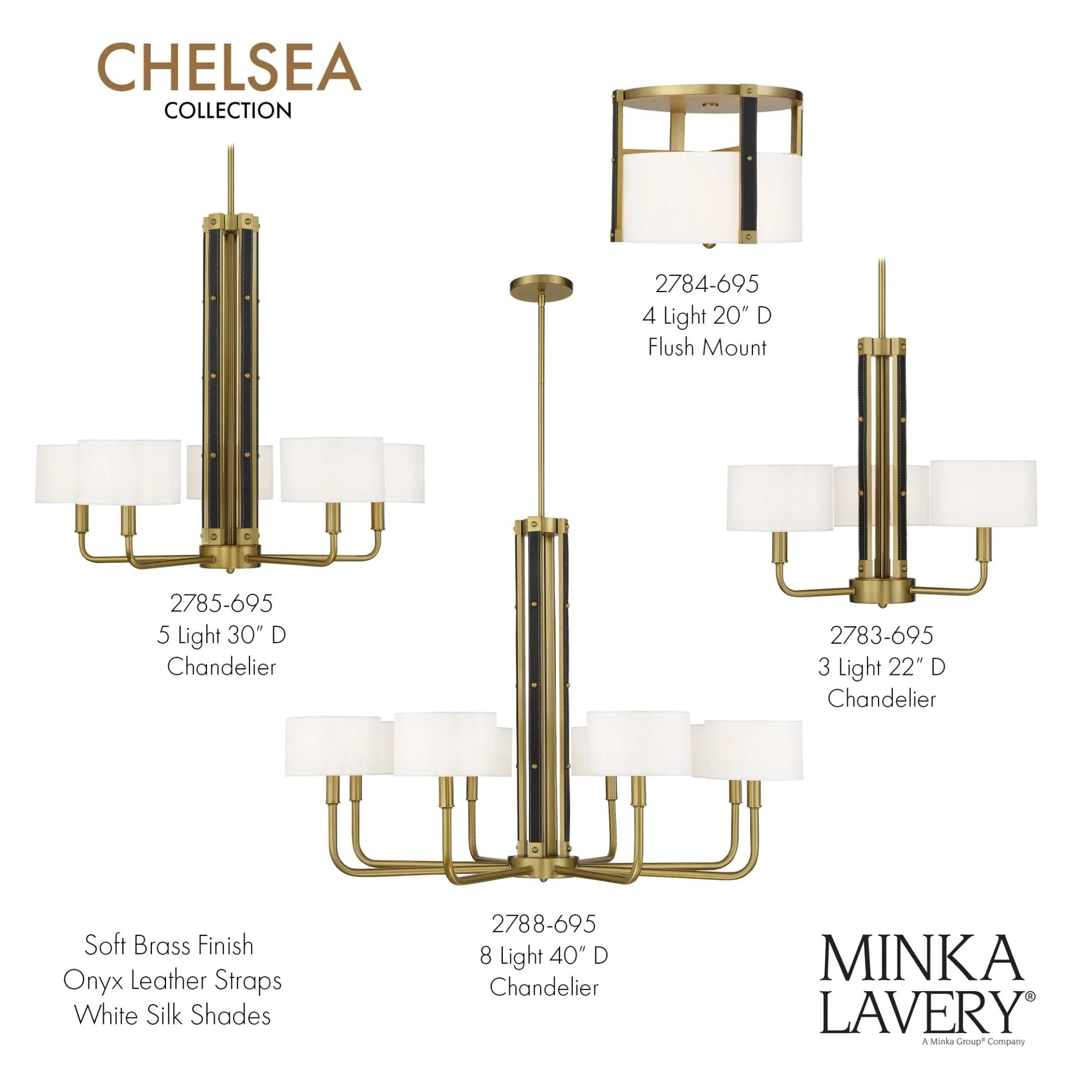 Chelsea 20" 4-Light Semi-Flush Mount, Soft Brass Finish