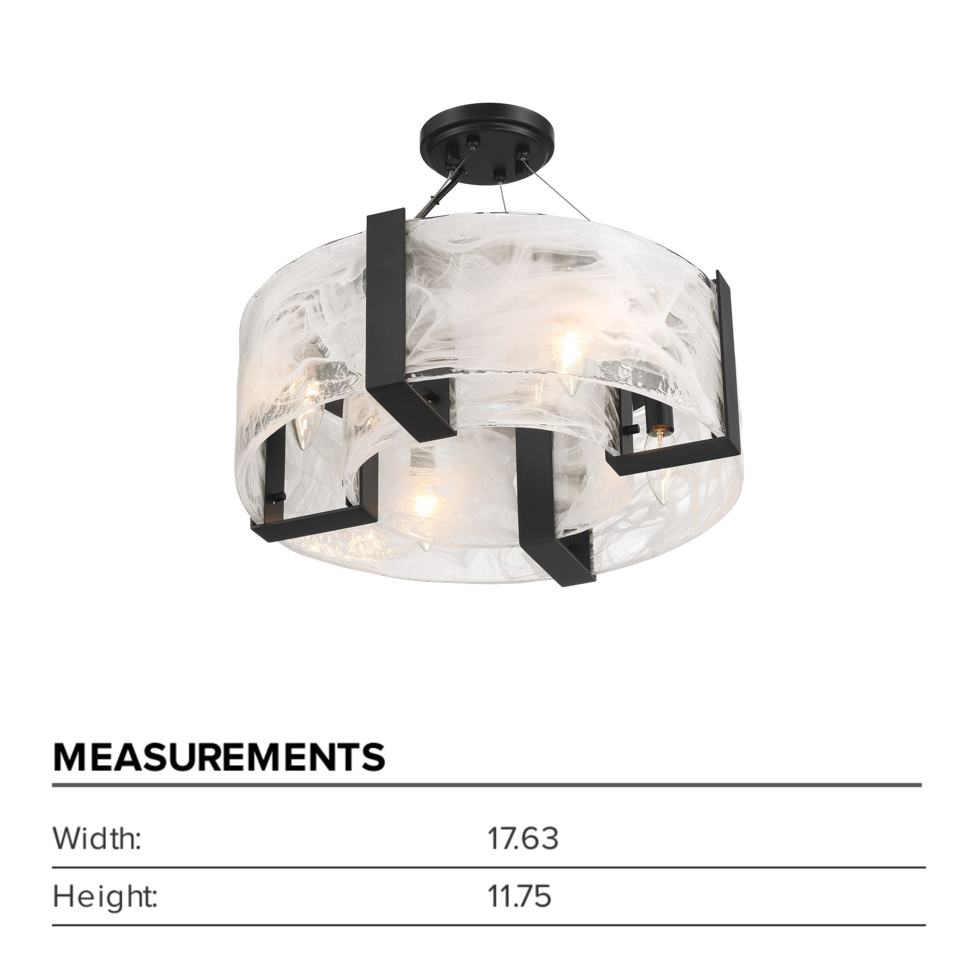 Cloud Break 18" 4-Light Semi-Flush Mount, Coal Finish
