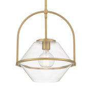 Minka-Lavery Coralyn 13.25 in. Pendant Light, Legacy Brass with Clear Geometric Glass