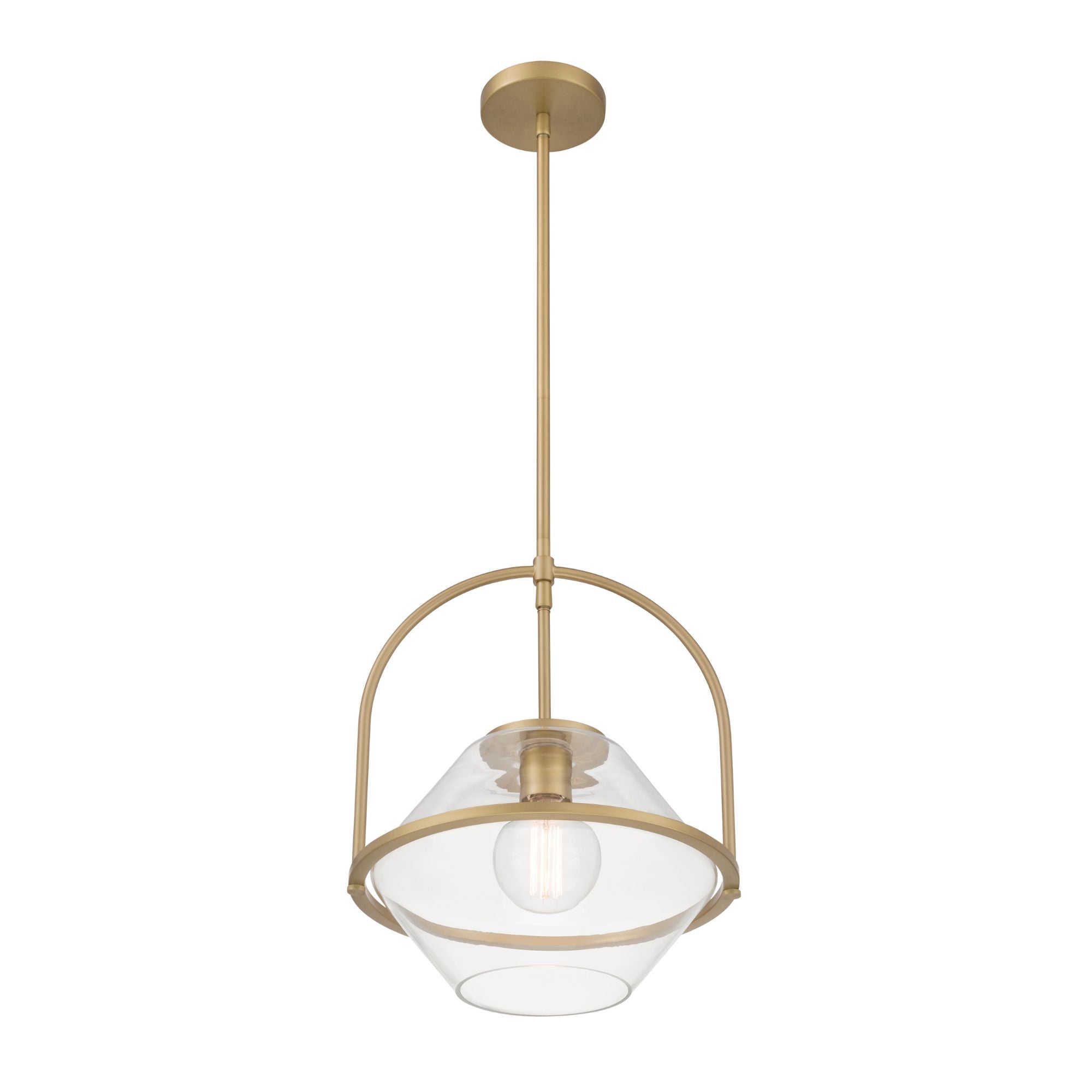 Minka-Lavery Coralyn 13.25 in. Pendant Light, Legacy Brass with Clear Geometric Glass