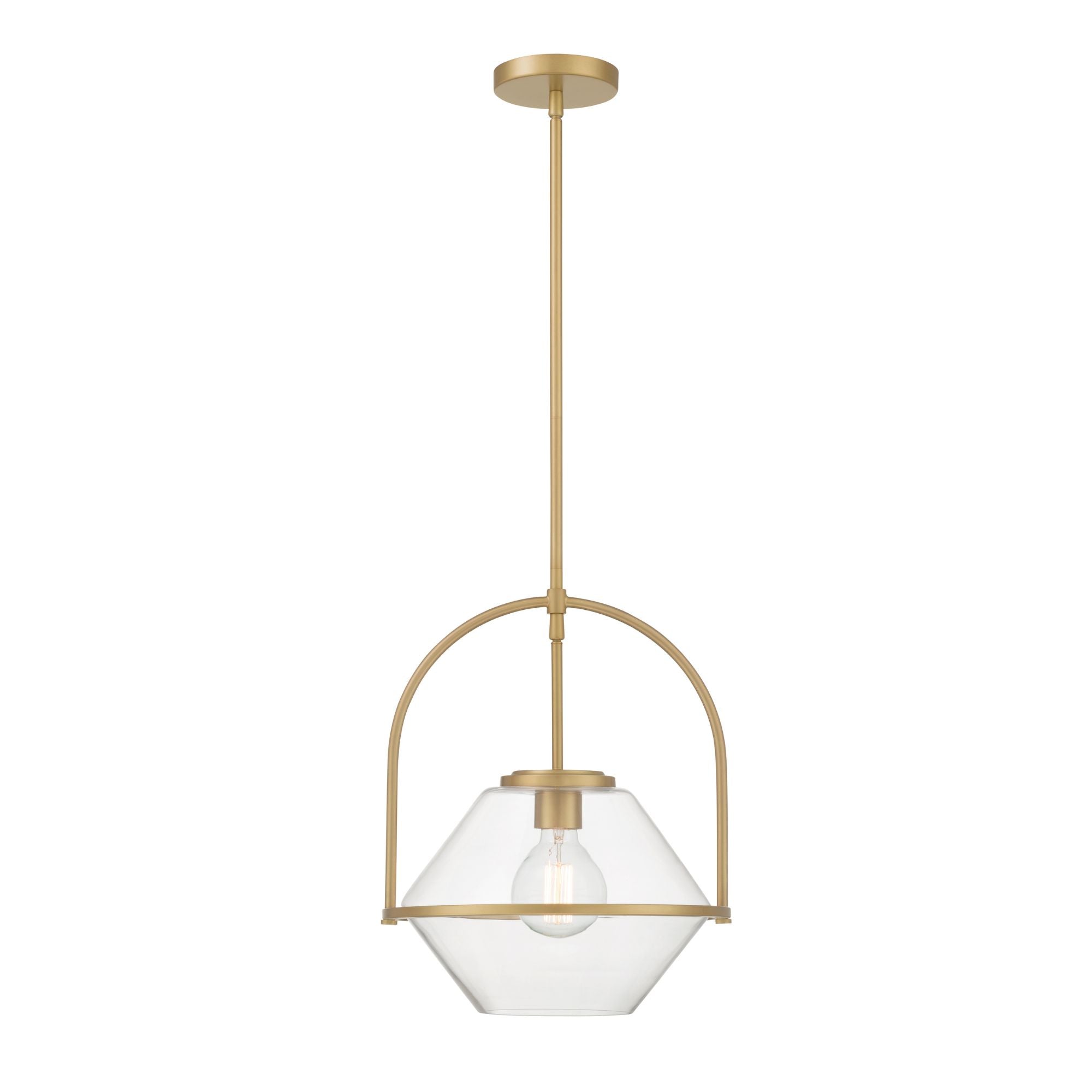 Minka-Lavery Coralyn 13.25 in. Pendant Light, Legacy Brass with Clear Geometric Glass