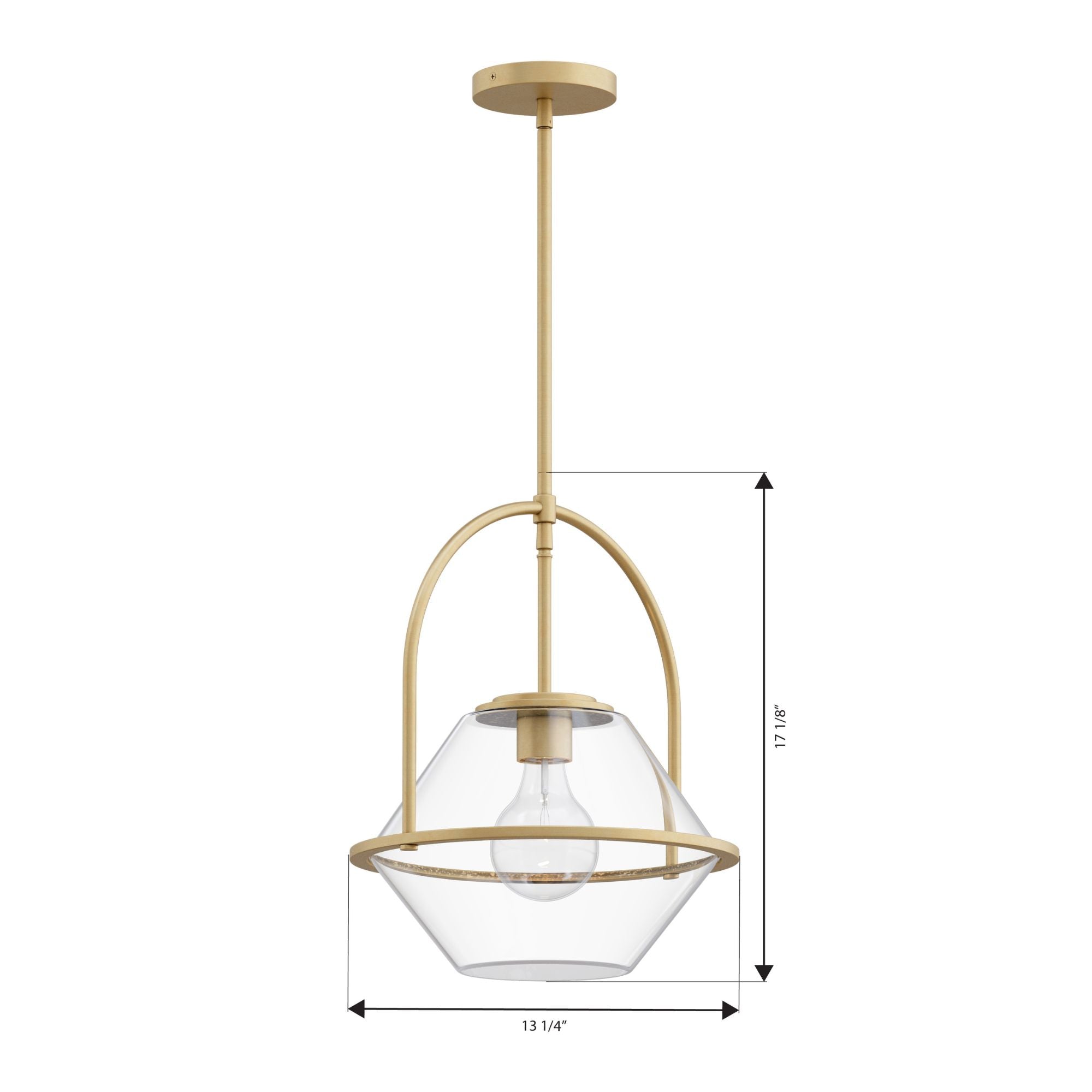 Minka-Lavery Coralyn 13.25 in. Pendant Light, Legacy Brass with Clear Geometric Glass