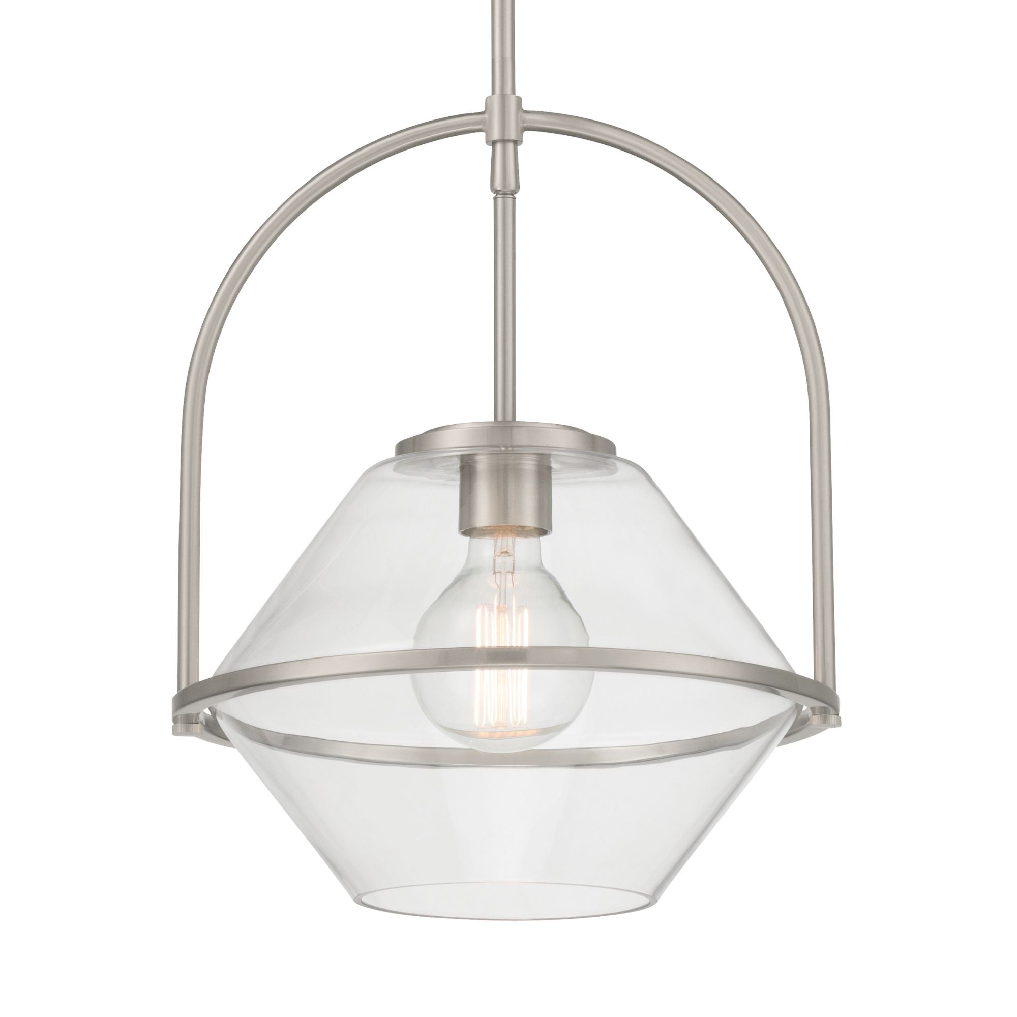 Minka-Lavery Coralyn 13.25 in. Pendant Light, Brushed Nickel with Clear Geometric Glass