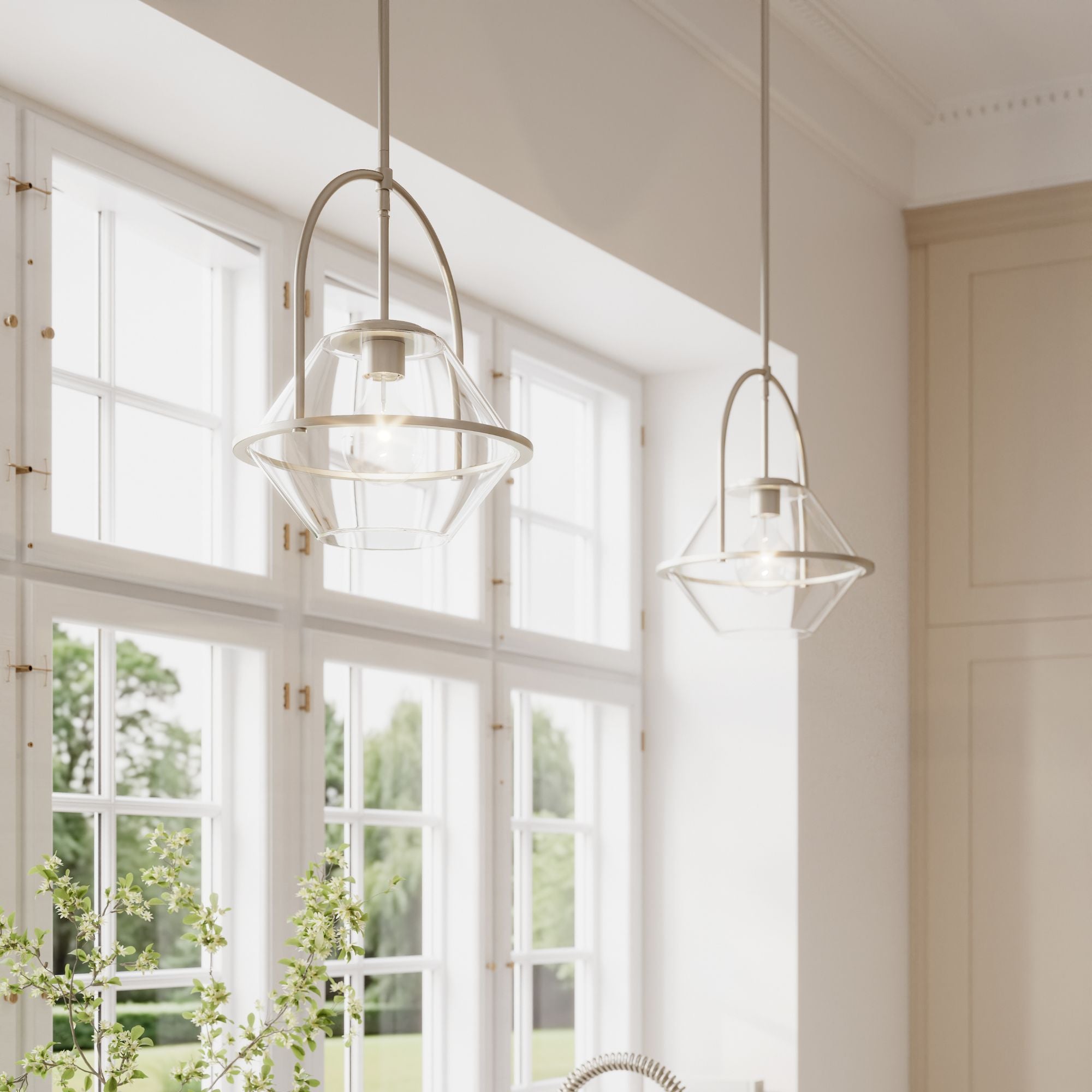 Minka-Lavery Coralyn 13.25 in. Pendant Light, Brushed Nickel with Clear Geometric Glass