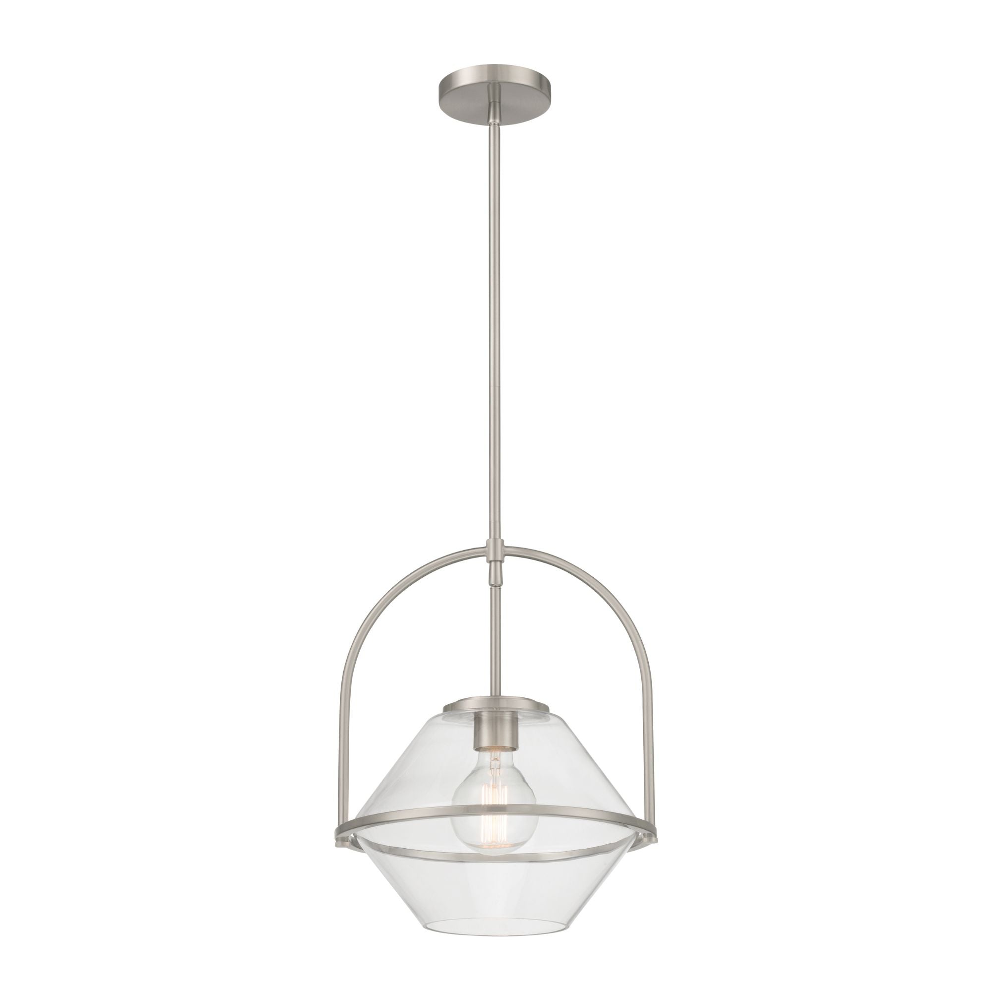 Minka-Lavery Coralyn 13.25 in. Pendant Light, Brushed Nickel with Clear Geometric Glass
