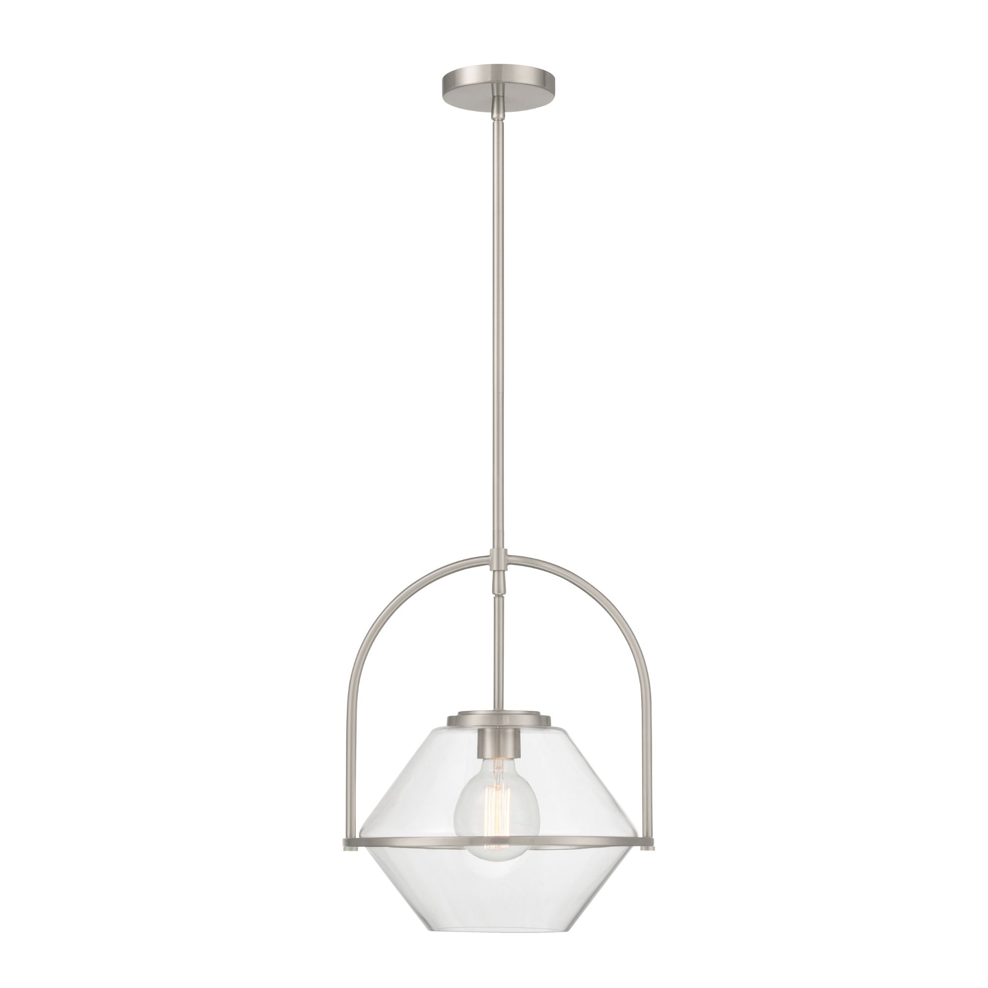 Minka-Lavery Coralyn 13.25 in. Pendant Light, Brushed Nickel with Clear Geometric Glass