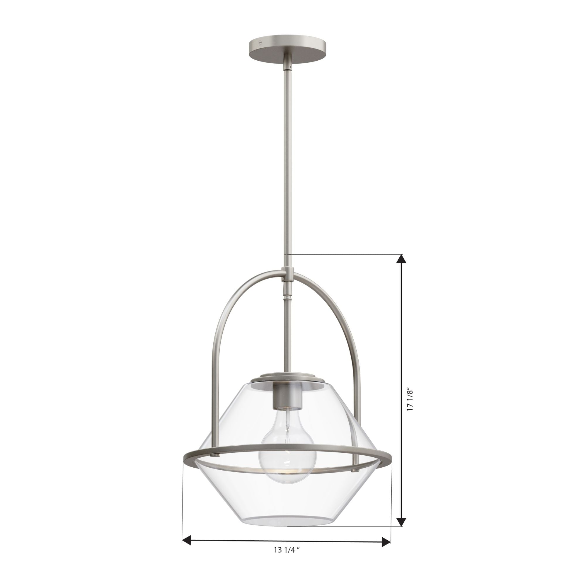 Minka-Lavery Coralyn 13.25 in. Pendant Light, Brushed Nickel with Clear Geometric Glass