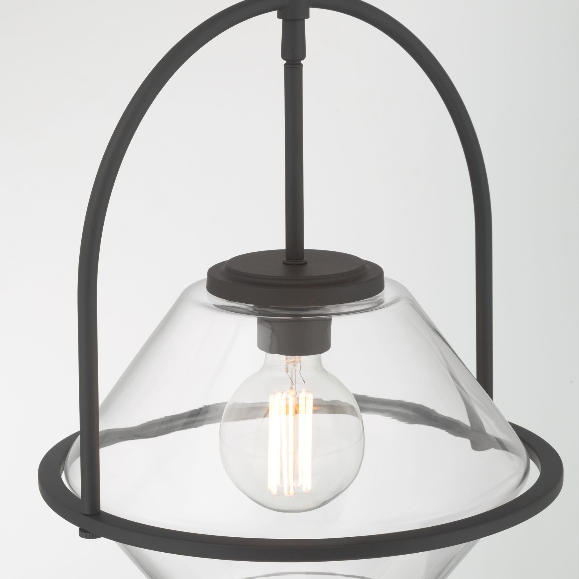 Minka-Lavery Coralyn 13.25 in. Pendant Light, Dark Matte Black with Clear Geometric Glass