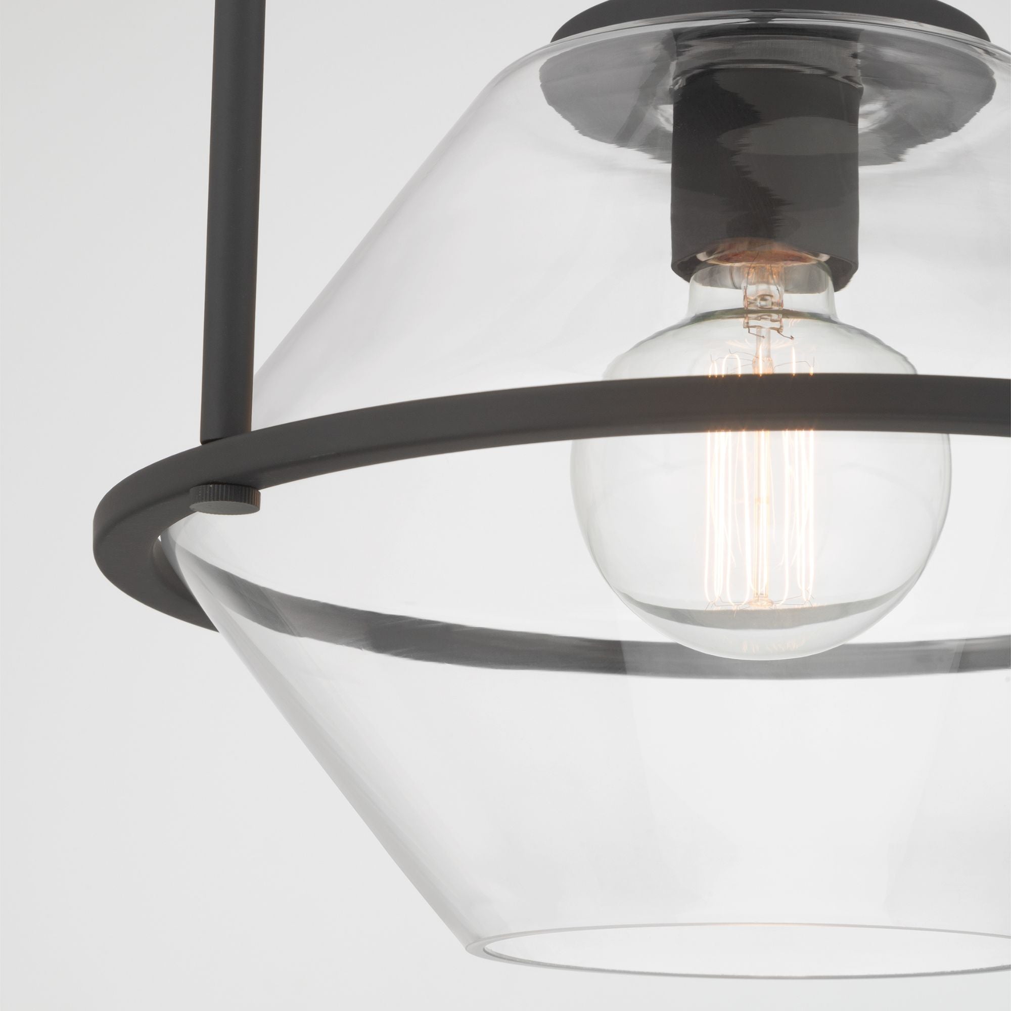 Minka-Lavery Coralyn 13.25 in. Pendant Light, Dark Matte Black with Clear Geometric Glass