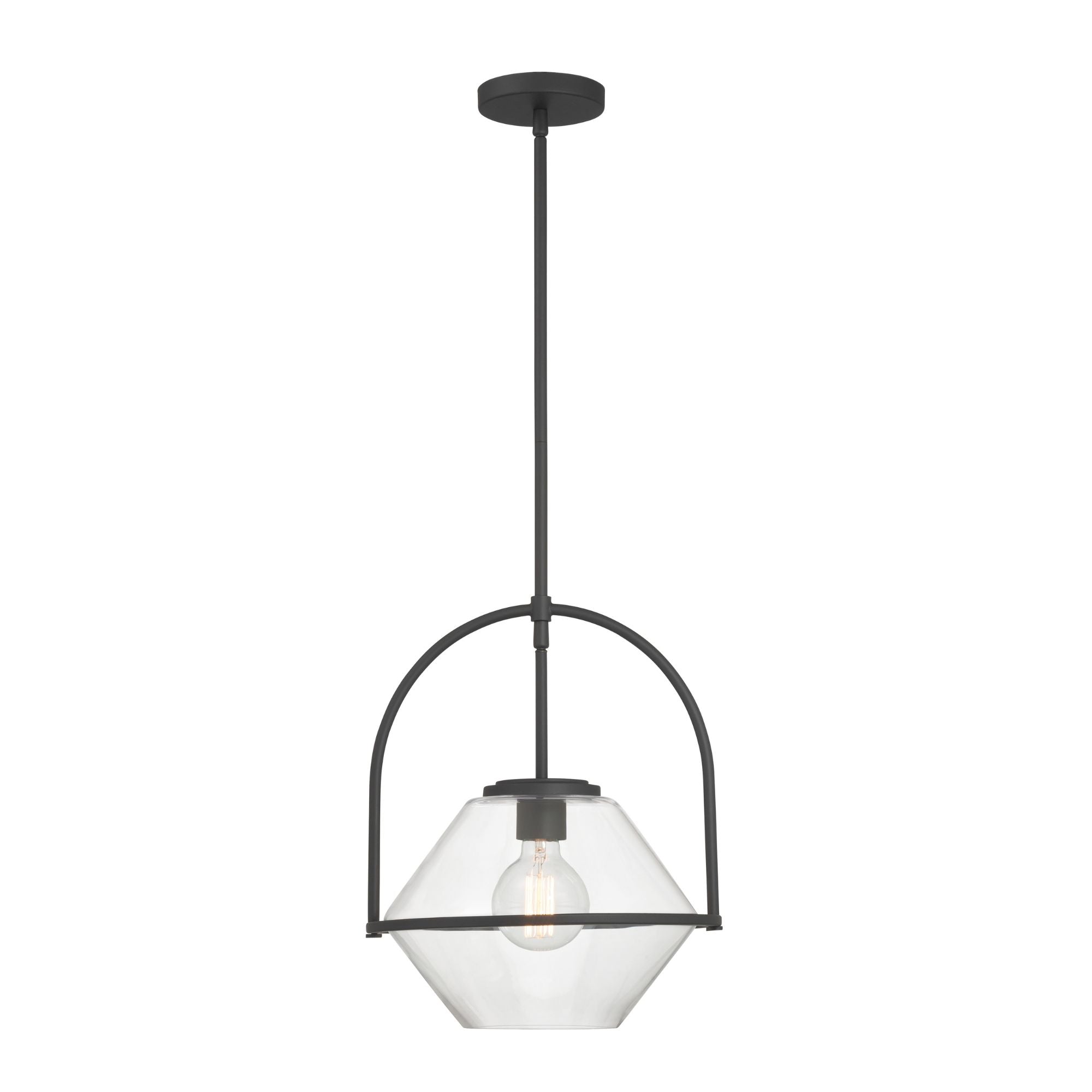 Minka-Lavery Coralyn 13.25 in. Pendant Light, Dark Matte Black with Clear Geometric Glass