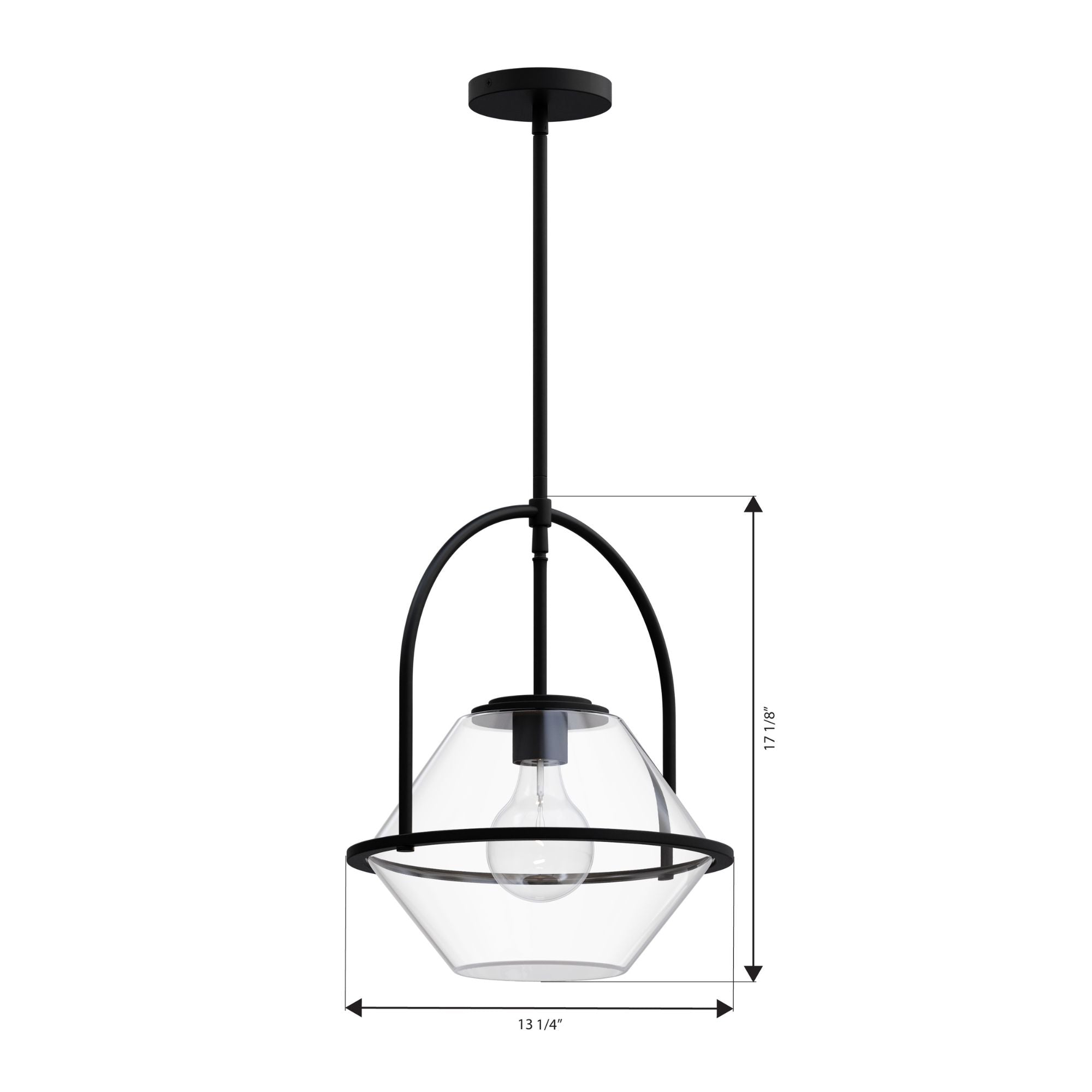 Minka-Lavery Coralyn 13.25 in. Pendant Light, Dark Matte Black with Clear Geometric Glass