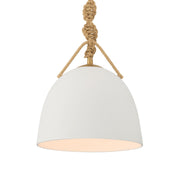 Minka-Lavery Cordón 10 in. Mini Pendant, Legacy Brass & Natural with White Ceramic Dome Shade