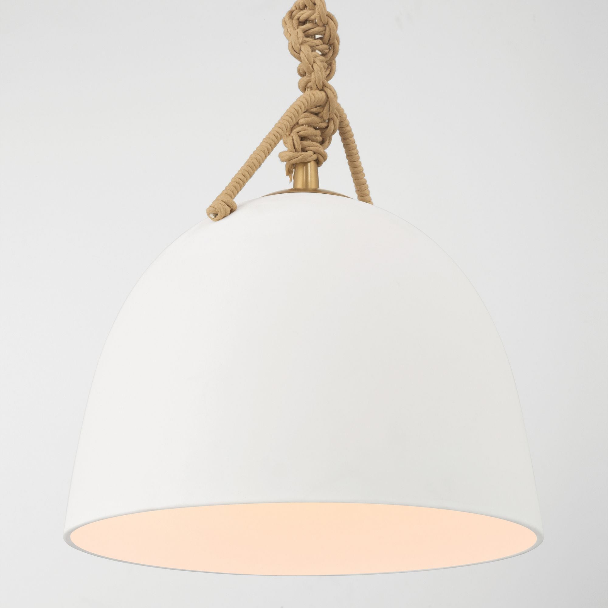 Minka-Lavery Cordón 10 in. Mini Pendant, Legacy Brass & Natural with White Ceramic Dome Shade