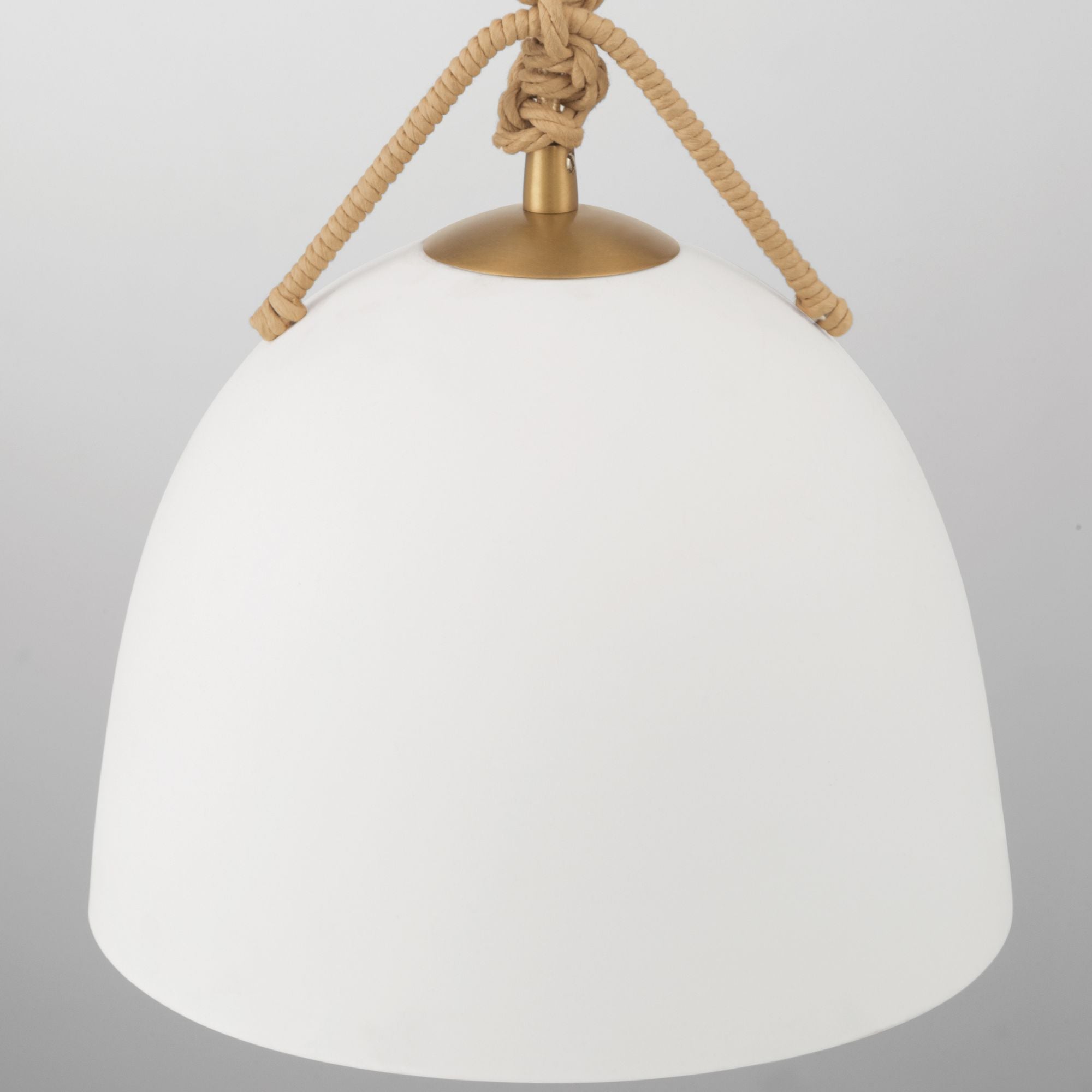 Minka-Lavery Cordón 10 in. Mini Pendant, Legacy Brass & Natural with White Ceramic Dome Shade