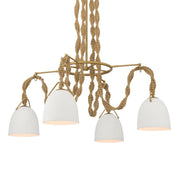 Minka-Lavery Cordón 40 in. 4-Light Pendant, Legacy Brass & Natural with White Ceramic Dome Shades