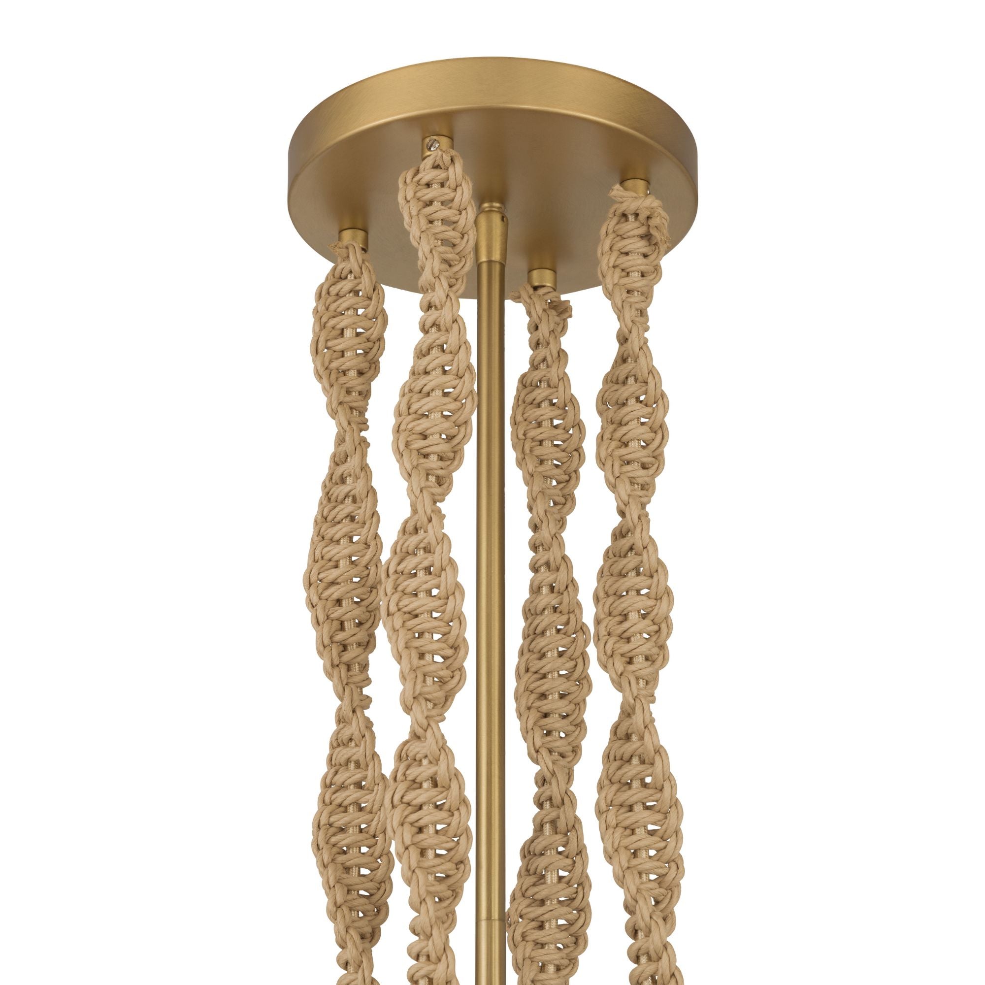 Minka-Lavery Cordón 40 in. 4-Light Pendant, Legacy Brass & Natural with White Ceramic Dome Shades