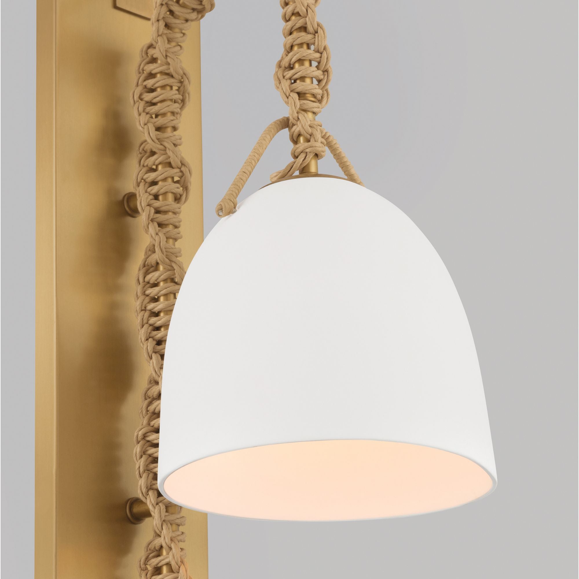 Minka-Lavery Cordón 19 in. Wall Sconce, Legacy Brass & Natural with White Ceramic Dome Shade