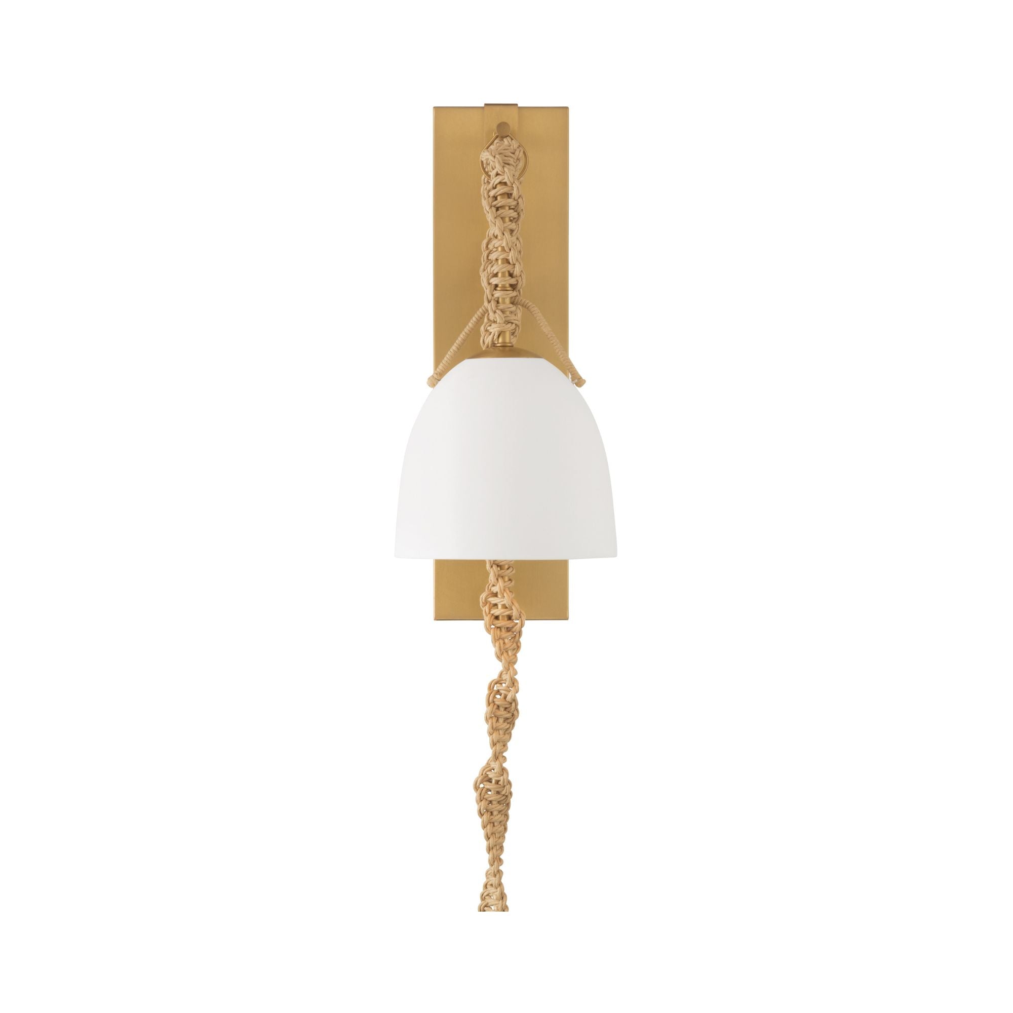 Minka-Lavery Cordón 19 in. Wall Sconce, Legacy Brass & Natural with White Ceramic Dome Shade