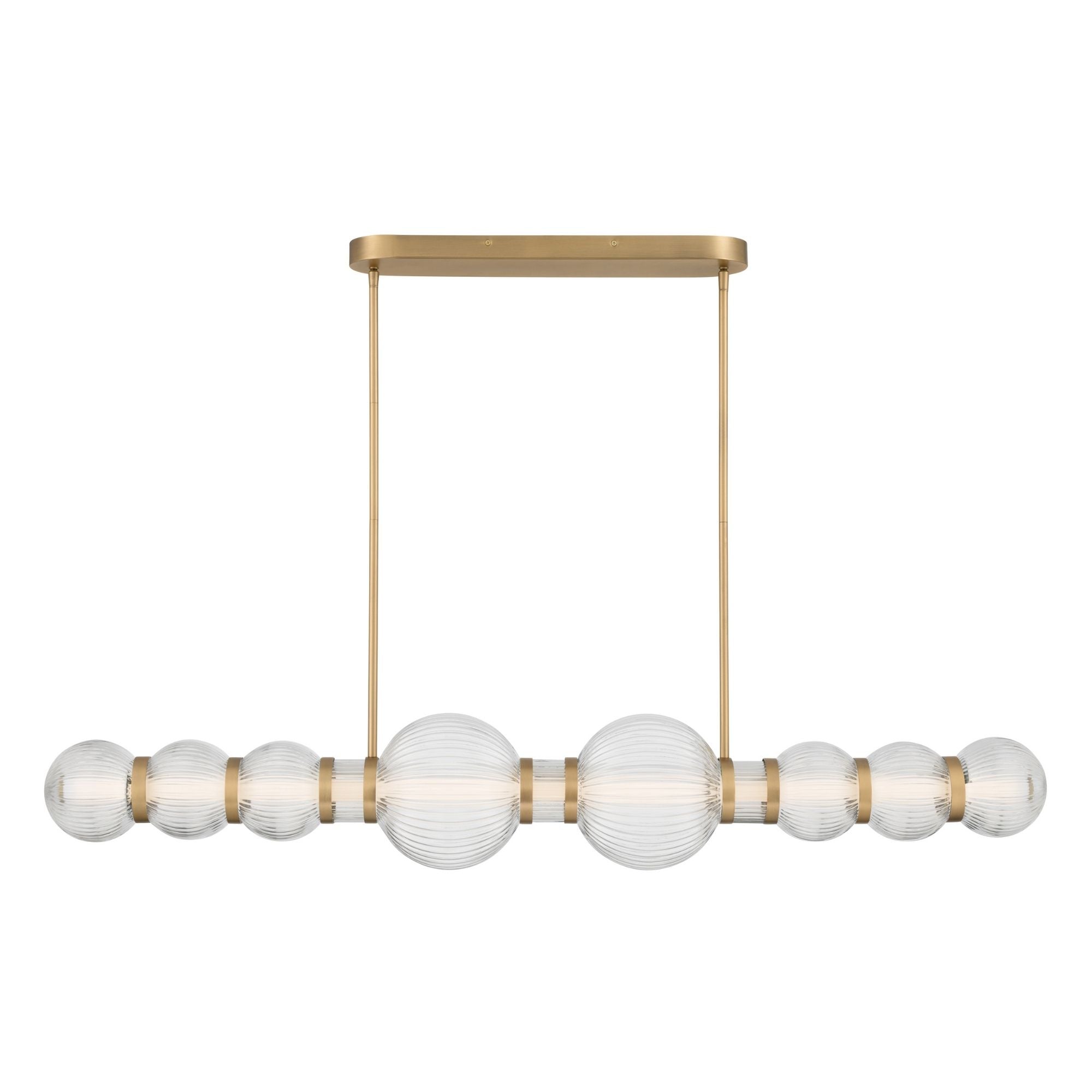 Minka-Lavery Cordel 50.25 in. Linear Chandelier, Legacy Brass with Clear Ribbed Glass