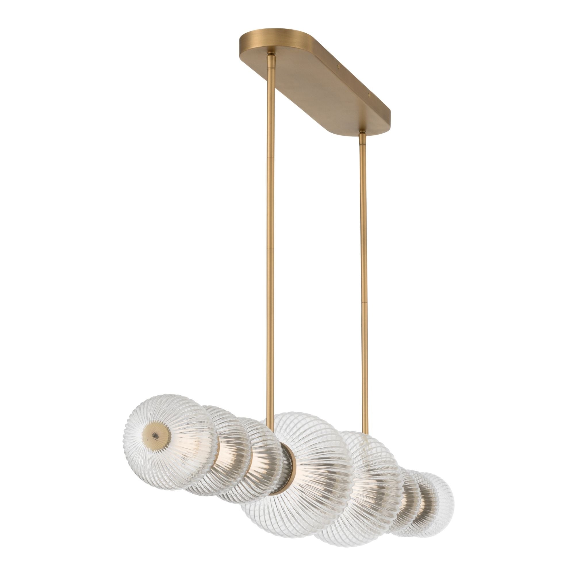 Minka-Lavery Cordel 50.25 in. Linear Chandelier, Legacy Brass with Clear Ribbed Glass