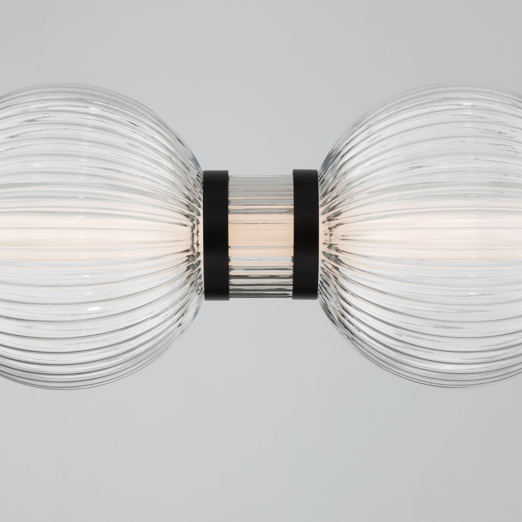 Minka-Lavery Cordel 50.25 in. LED Linear Chandelier, Dark Matte Black with Clear Ribbed Glass