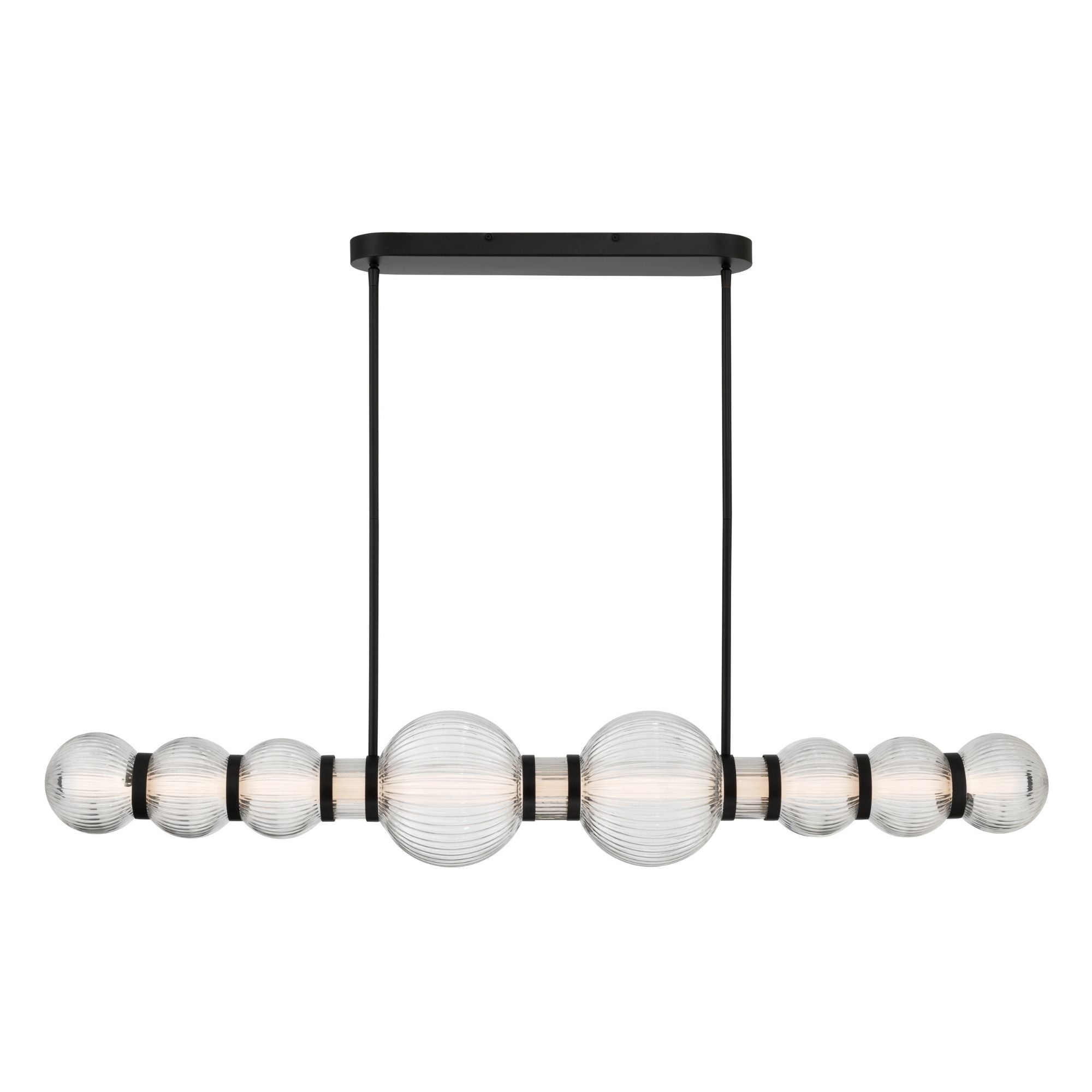 Minka-Lavery Cordel 50.25 in. LED Linear Chandelier, Dark Matte Black with Clear Ribbed Glass