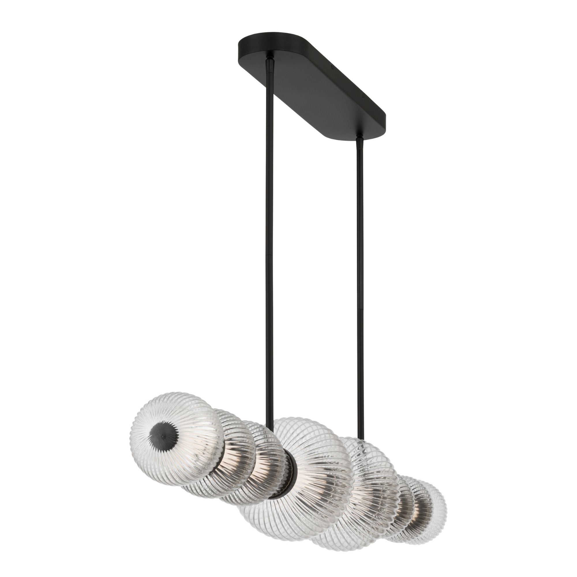 Minka-Lavery Cordel 50.25 in. LED Linear Chandelier, Dark Matte Black with Clear Ribbed Glass