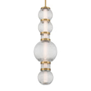 Minka-Lavery Cordel 27 in. LED Mini Pendant, Legacy Brass with Clear Ribbed Glass