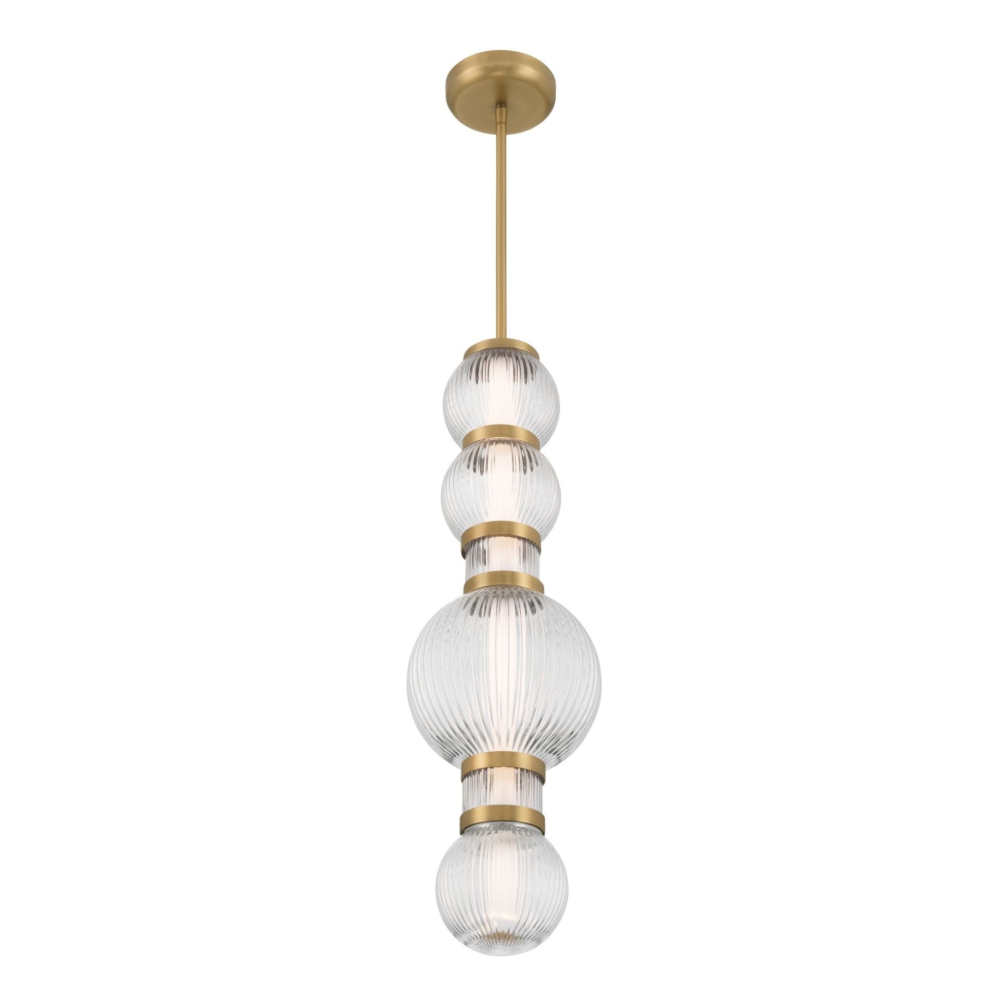 Minka-Lavery Cordel 27 in. LED Mini Pendant, Legacy Brass with Clear Ribbed Glass