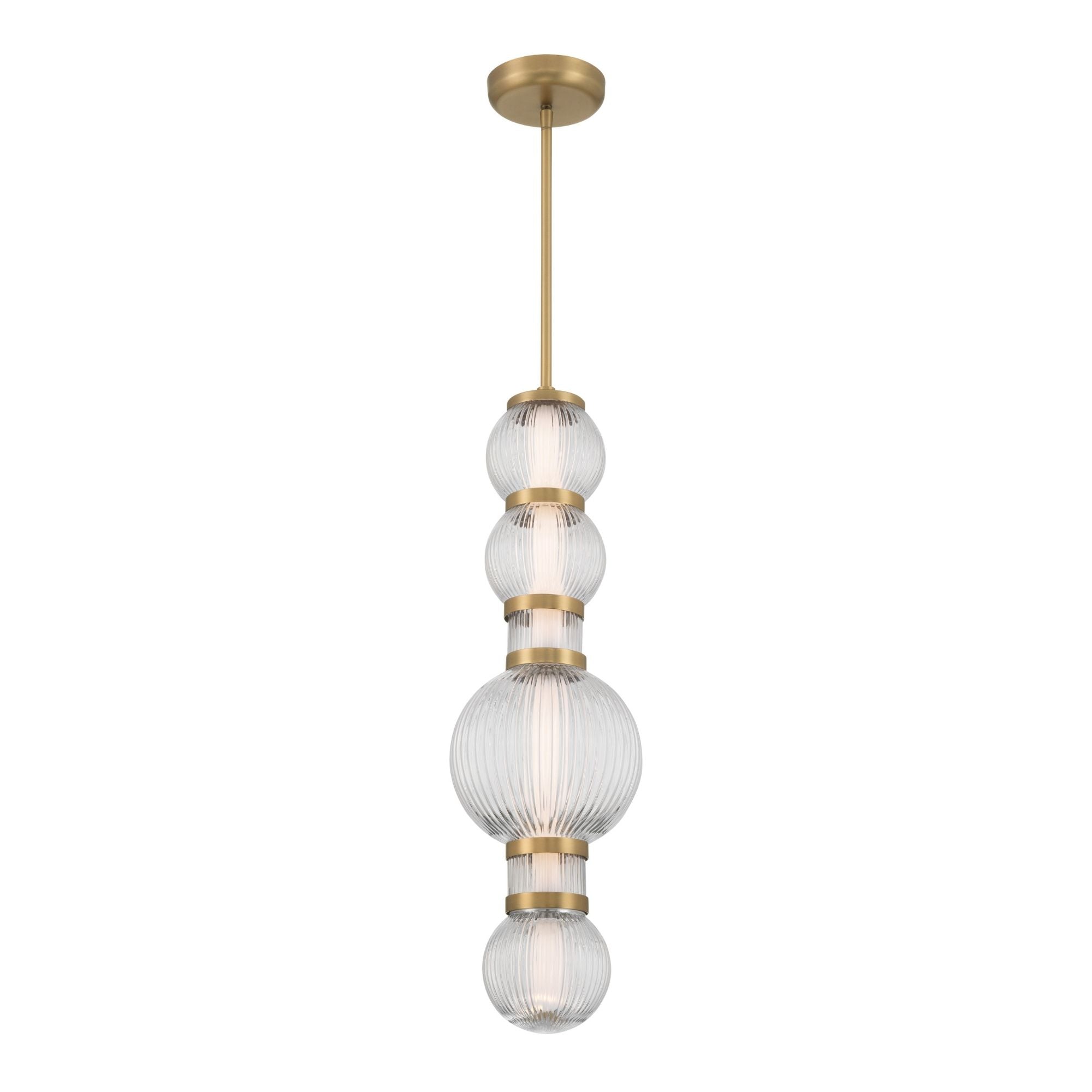 Minka-Lavery Cordel 27 in. LED Mini Pendant, Legacy Brass with Clear Ribbed Glass