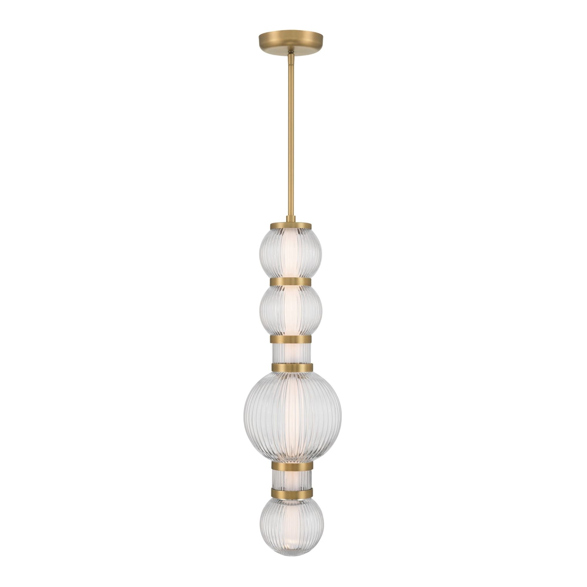 Minka-Lavery Cordel 27 in. LED Mini Pendant, Legacy Brass with Clear Ribbed Glass