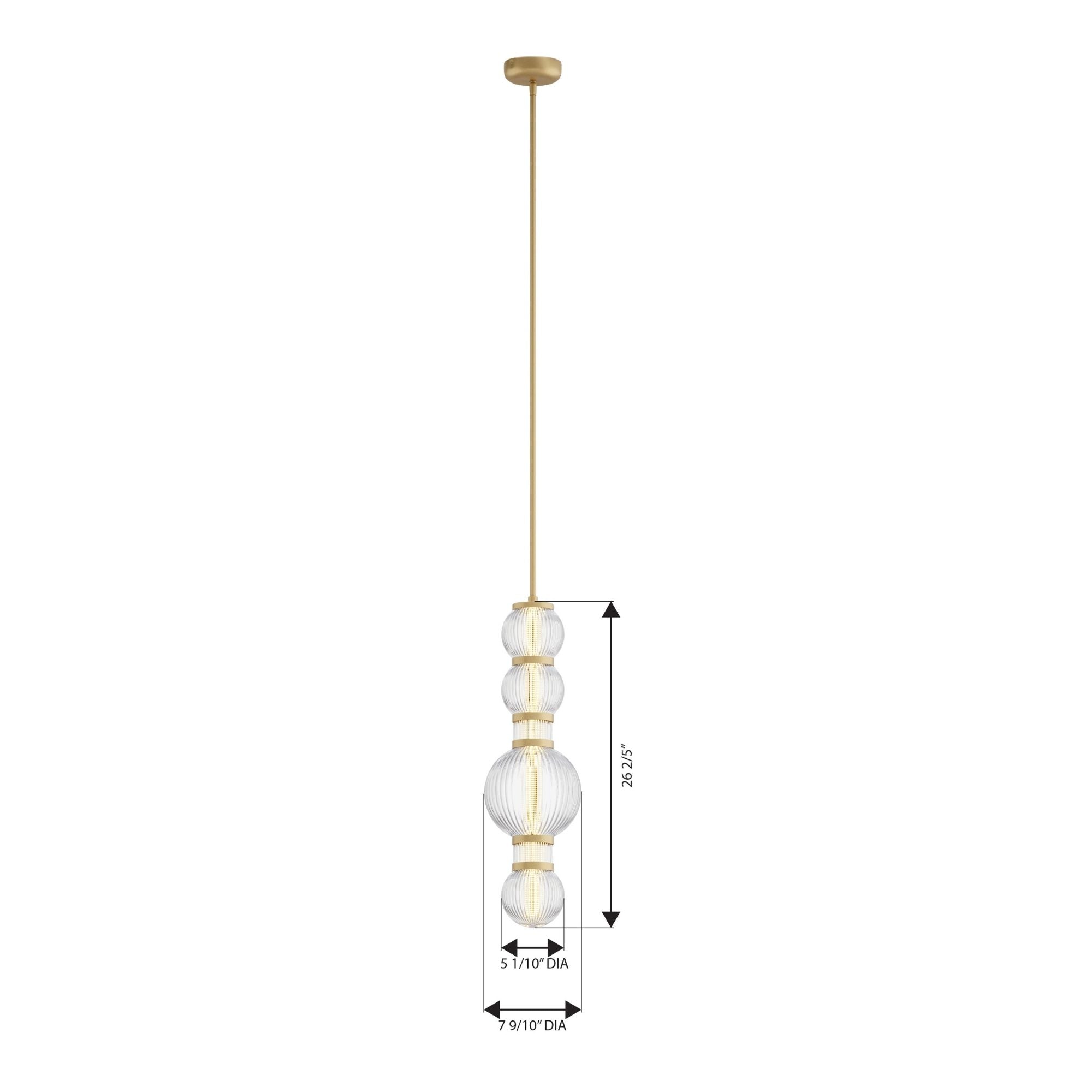 Minka-Lavery Cordel 27 in. LED Mini Pendant, Legacy Brass with Clear Ribbed Glass