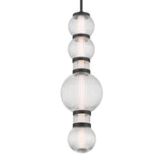 Minka-Lavery Cordel 27 in. LED Mini Pendant, Dark Matte Black with Clear Ribbed Glass