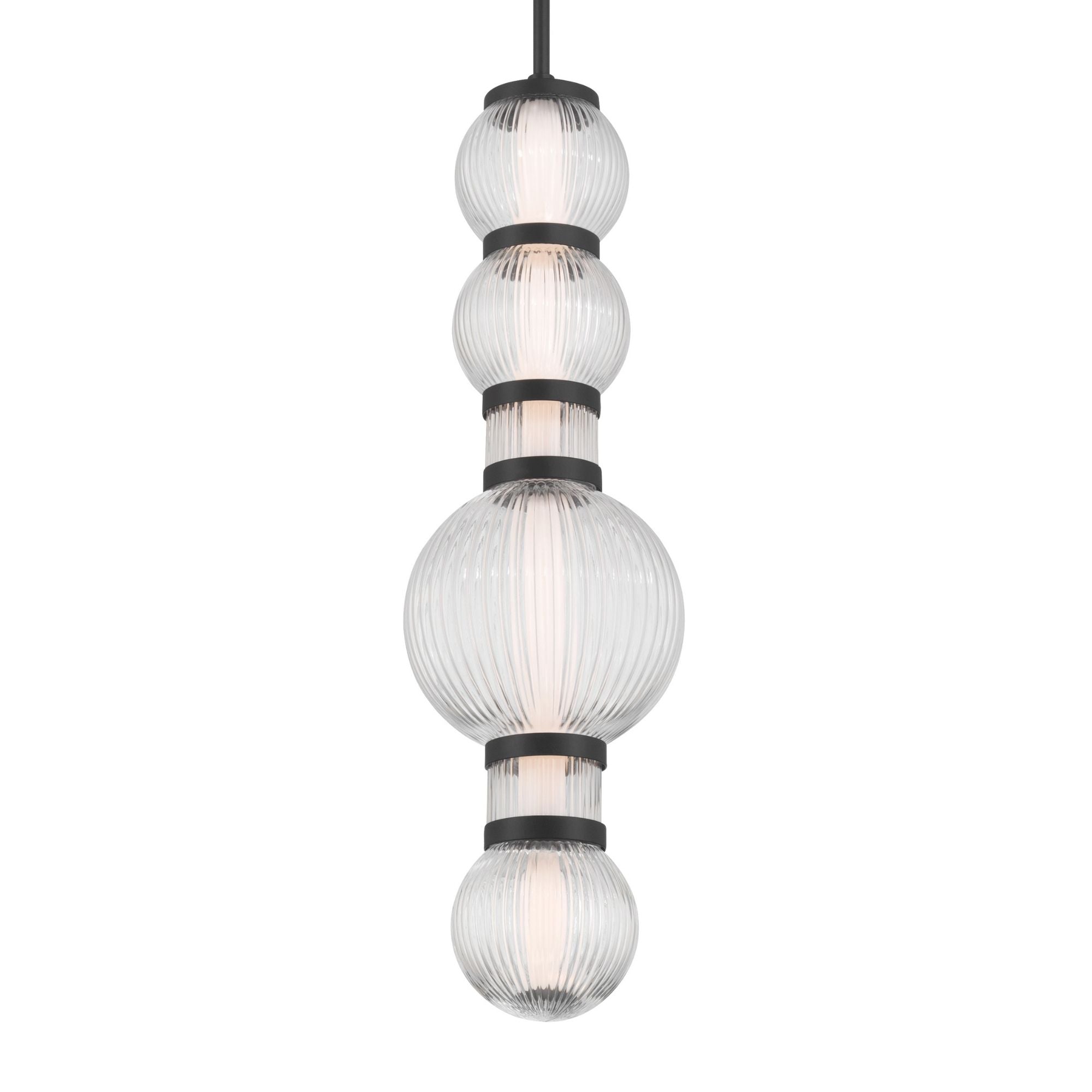 Minka-Lavery Cordel 27 in. LED Mini Pendant, Dark Matte Black with Clear Ribbed Glass