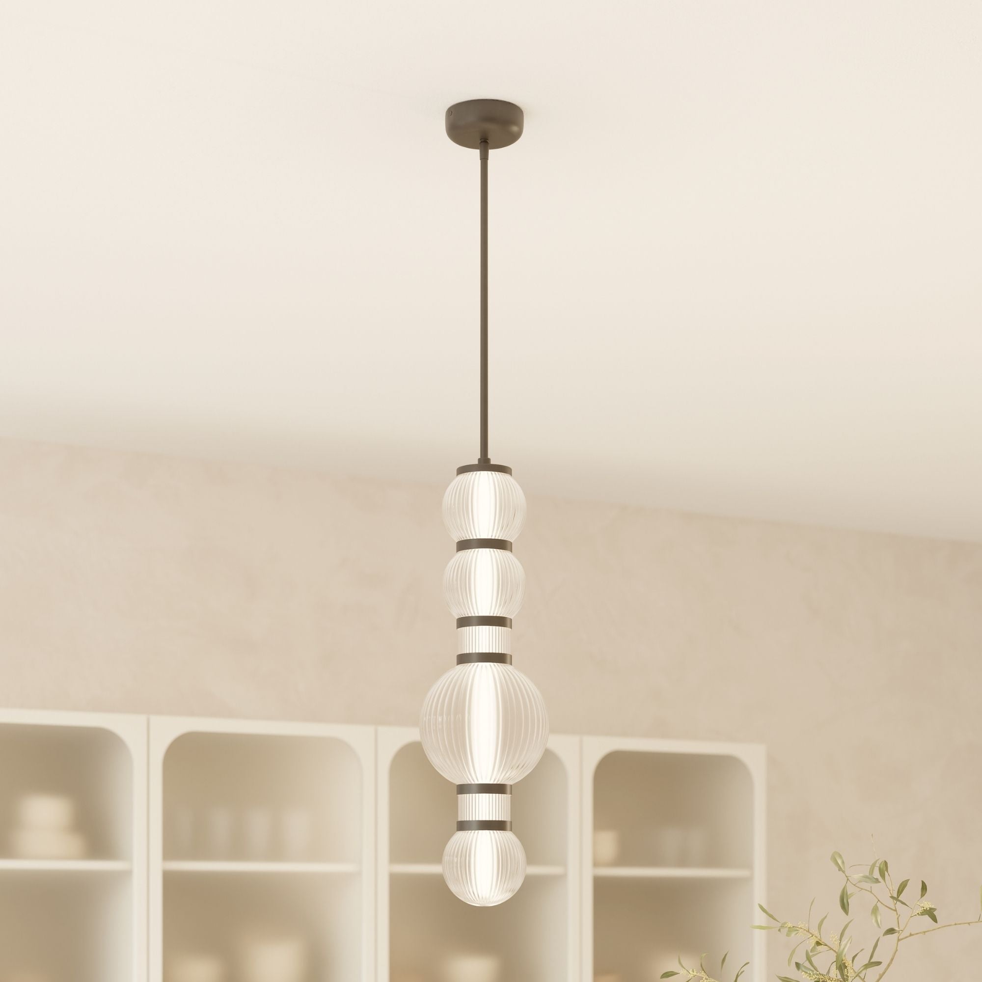 Minka-Lavery Cordel 27 in. LED Mini Pendant, Dark Matte Black with Clear Ribbed Glass