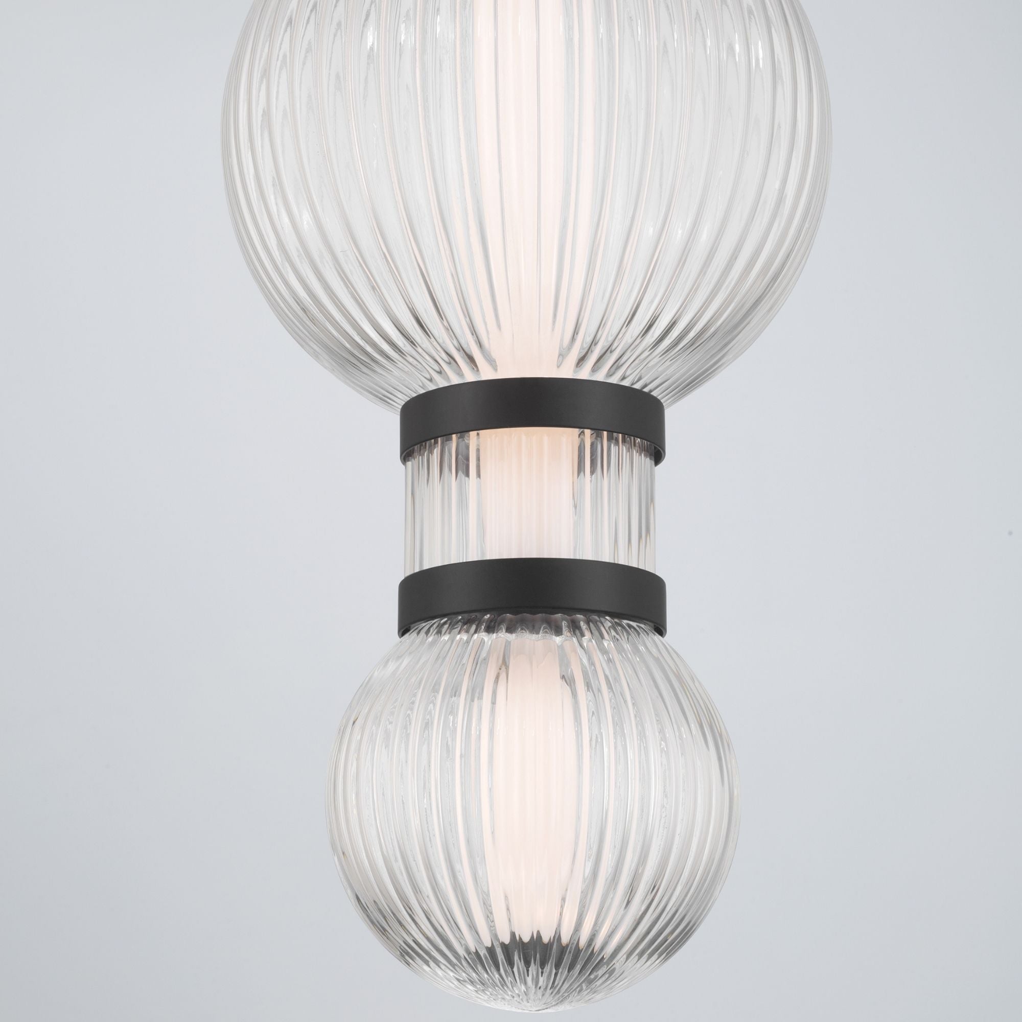 Minka-Lavery Cordel 27 in. LED Mini Pendant, Dark Matte Black with Clear Ribbed Glass