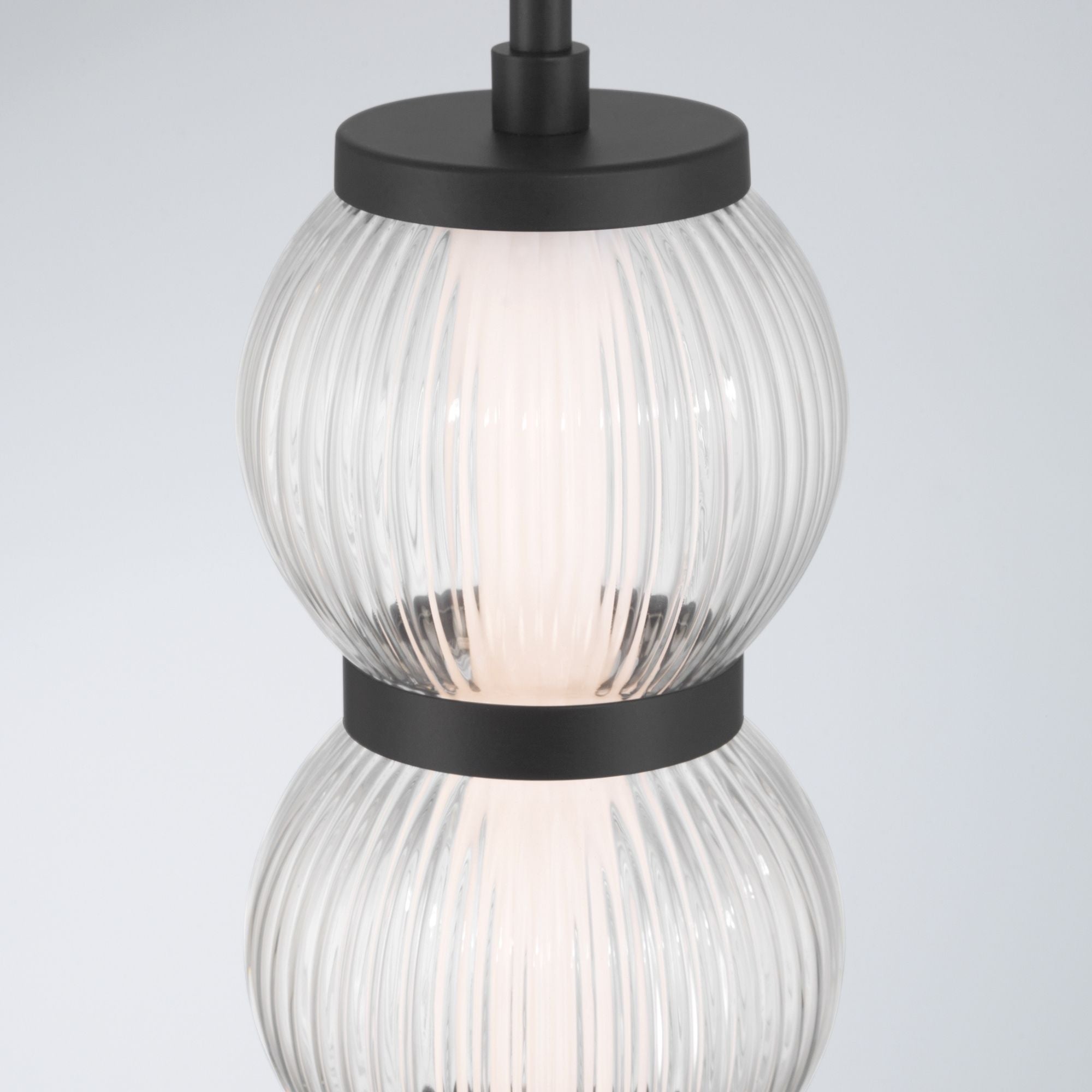 Minka-Lavery Cordel 27 in. LED Mini Pendant, Dark Matte Black with Clear Ribbed Glass