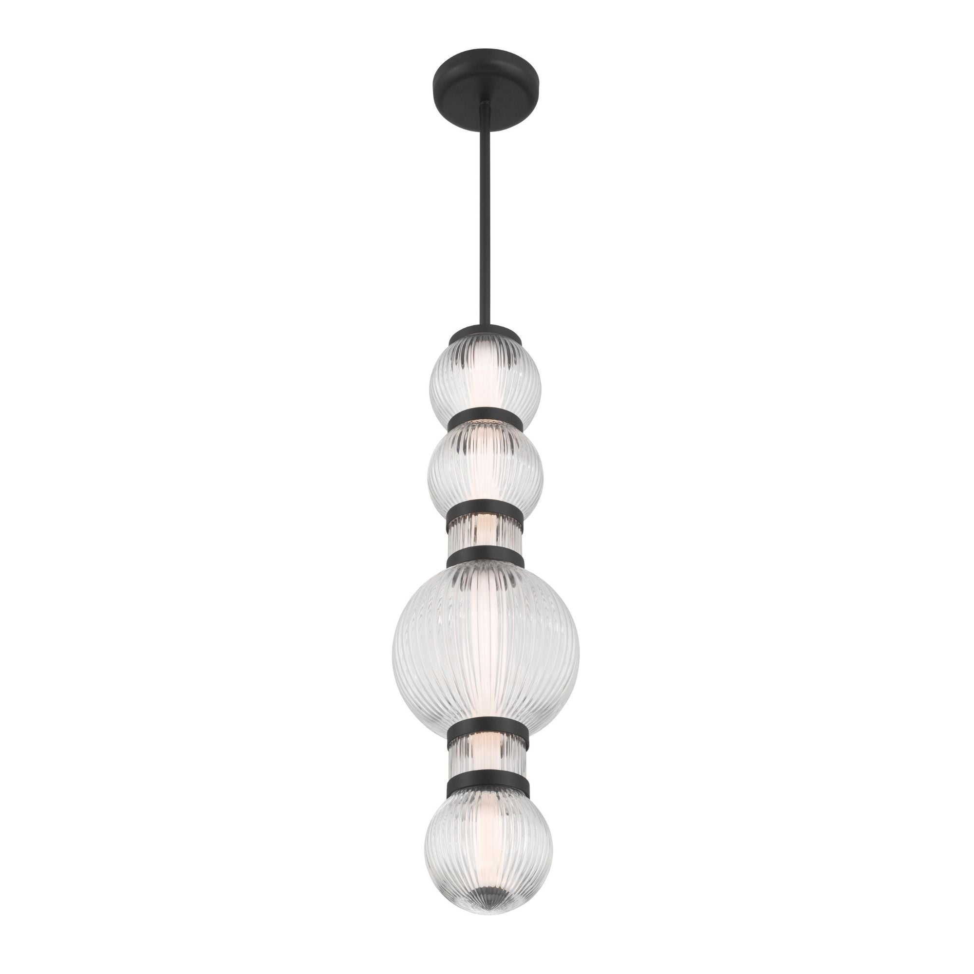 Minka-Lavery Cordel 27 in. LED Mini Pendant, Dark Matte Black with Clear Ribbed Glass