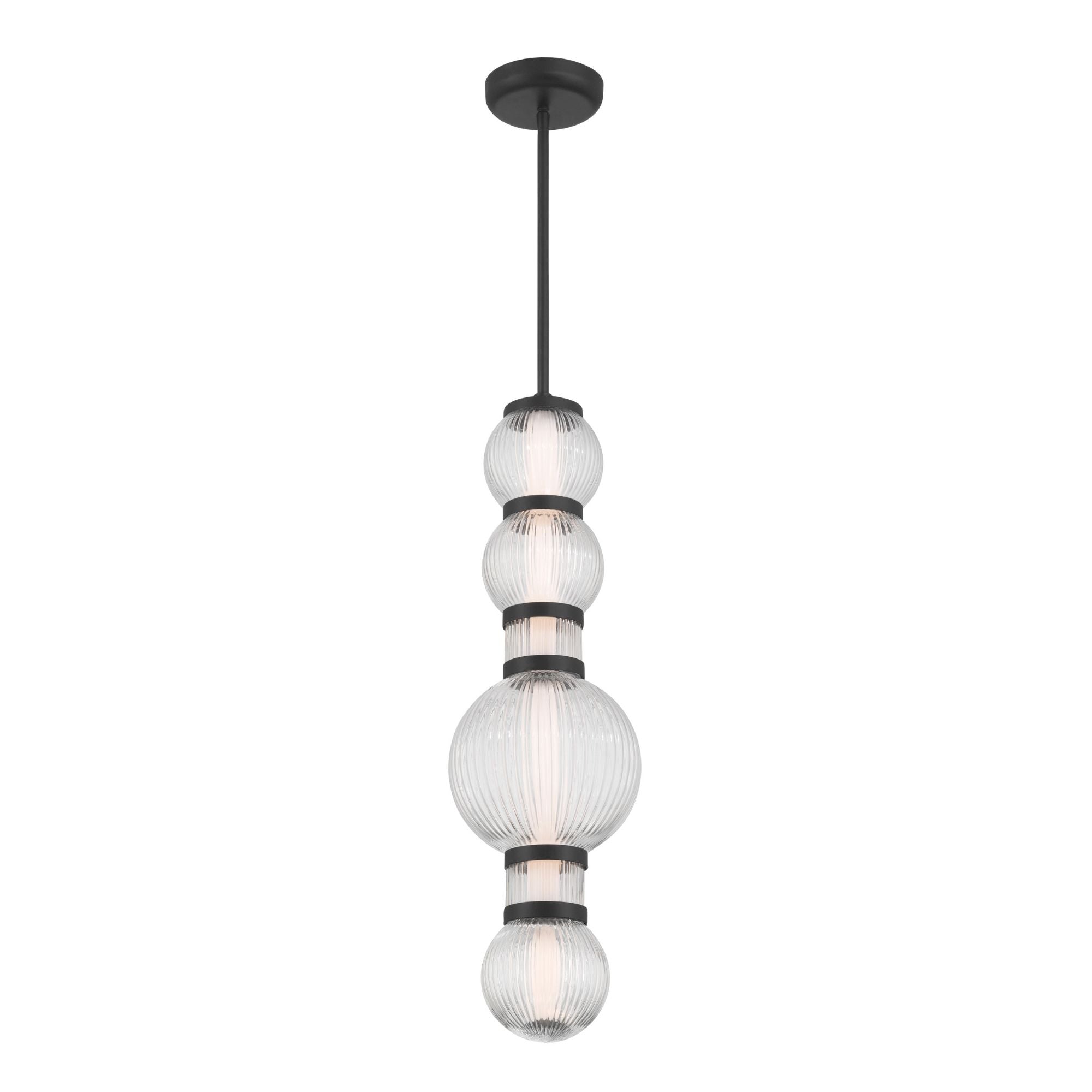 Minka-Lavery Cordel 27 in. LED Mini Pendant, Dark Matte Black with Clear Ribbed Glass