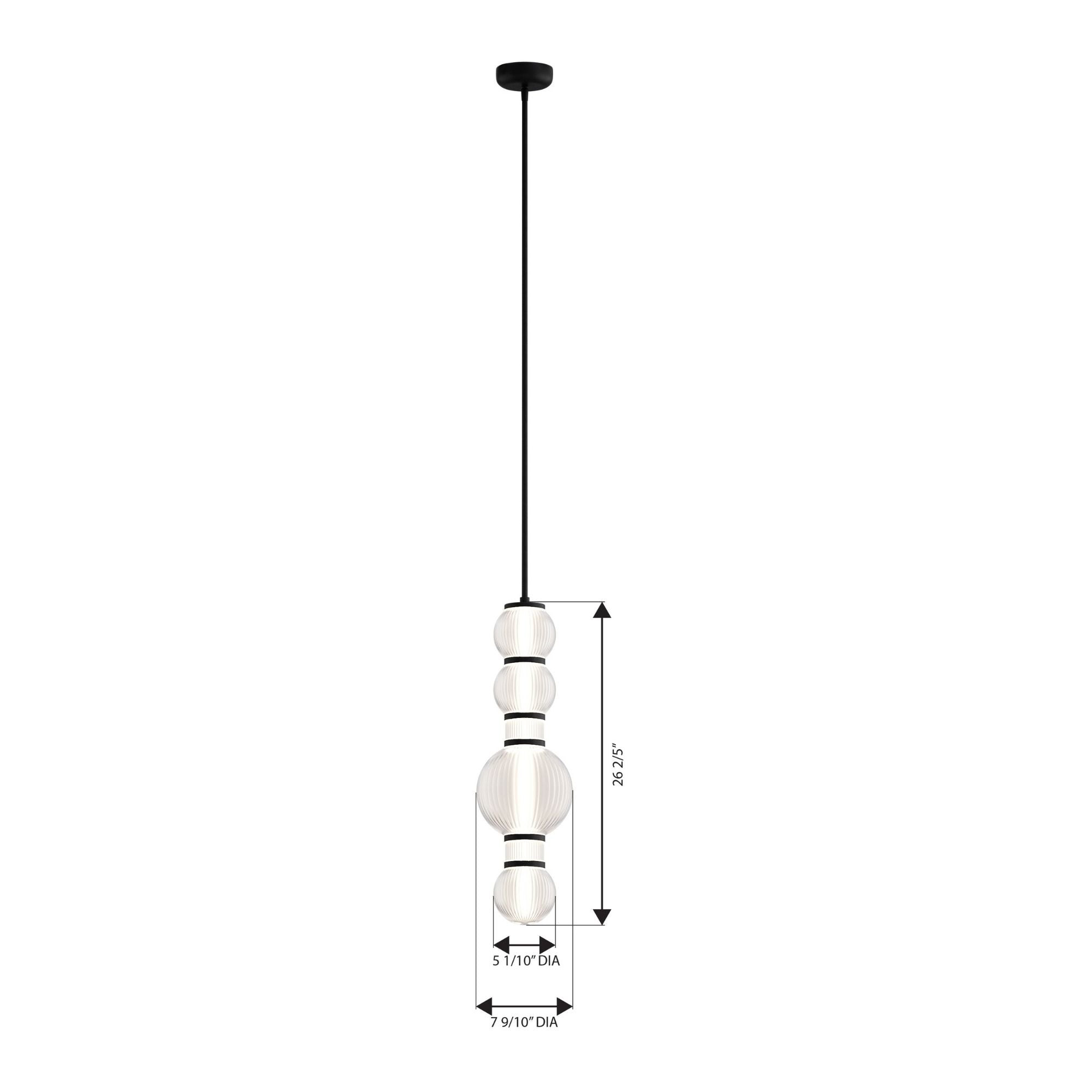 Minka-Lavery Cordel 27 in. LED Mini Pendant, Dark Matte Black with Clear Ribbed Glass