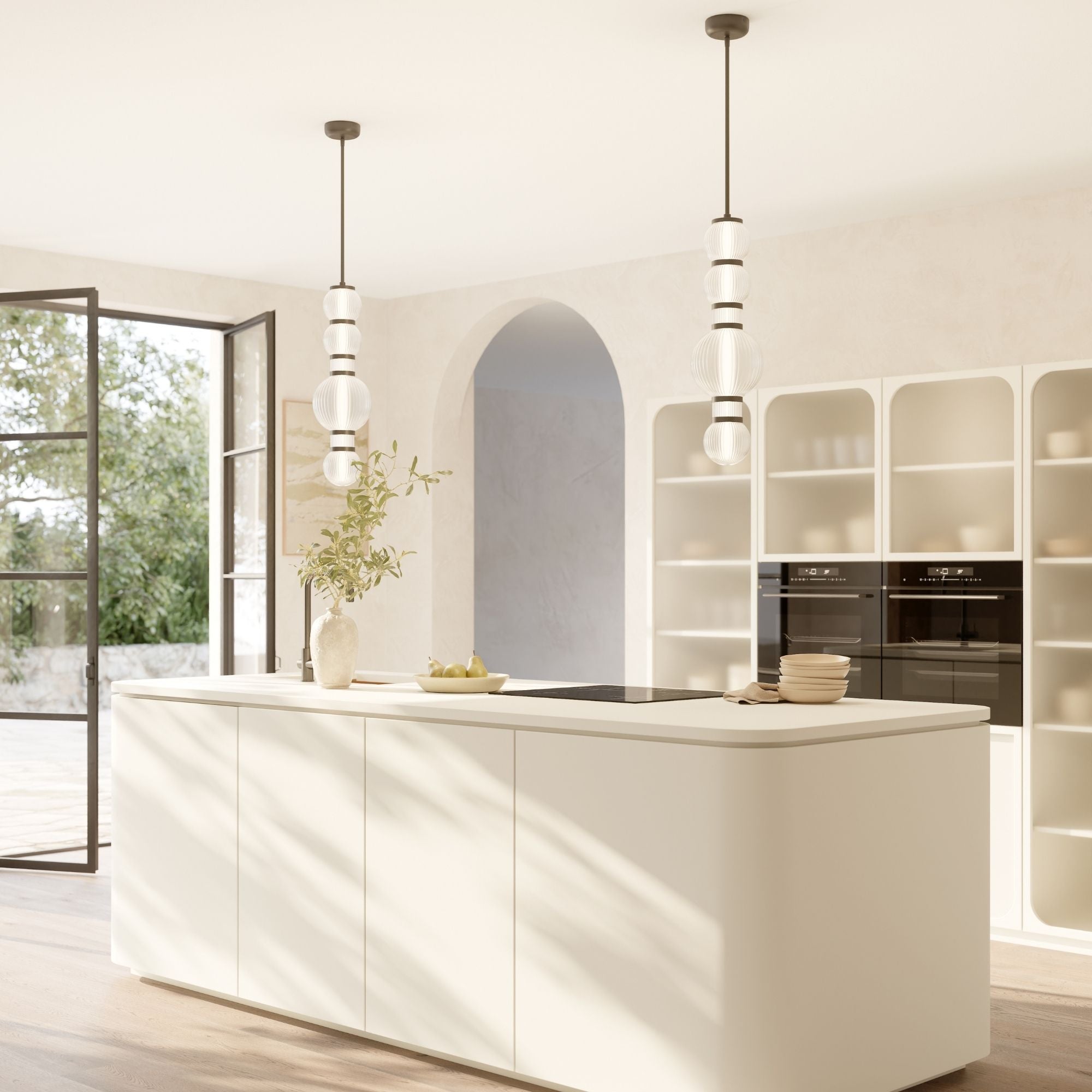 Minka-Lavery Cordel 27 in. LED Mini Pendant, Dark Matte Black with Clear Ribbed Glass
