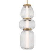Minka-Lavery Cordel 26 in. LED Mini Pendant, Legacy Brass with Clear Ribbed Glass